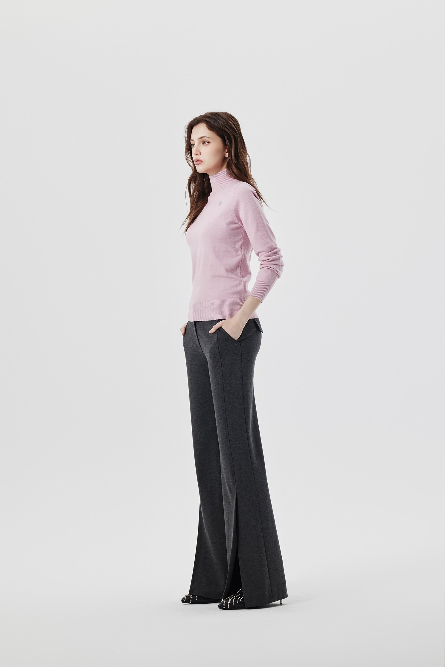 Minimalist Front Slit PantsMinimalist Front Slit Pants,Embroidered,Culottes,Season (AW) Look,pants,Black pants