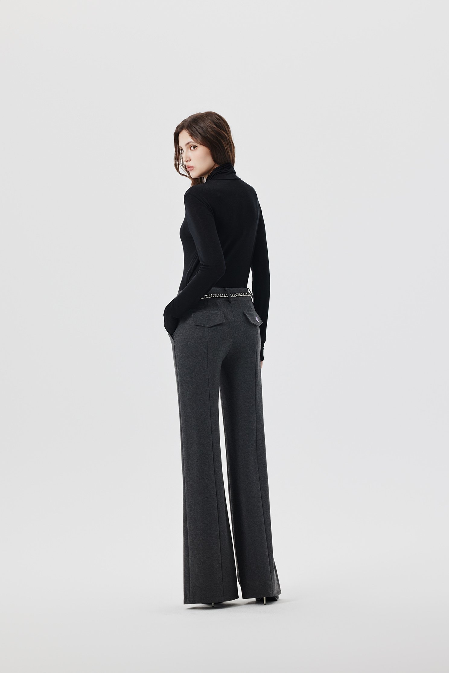Minimalist Front Slit PantsMinimalist Front Slit Pants,Embroidered,Culottes,Season (AW) Look,pants,Black pants