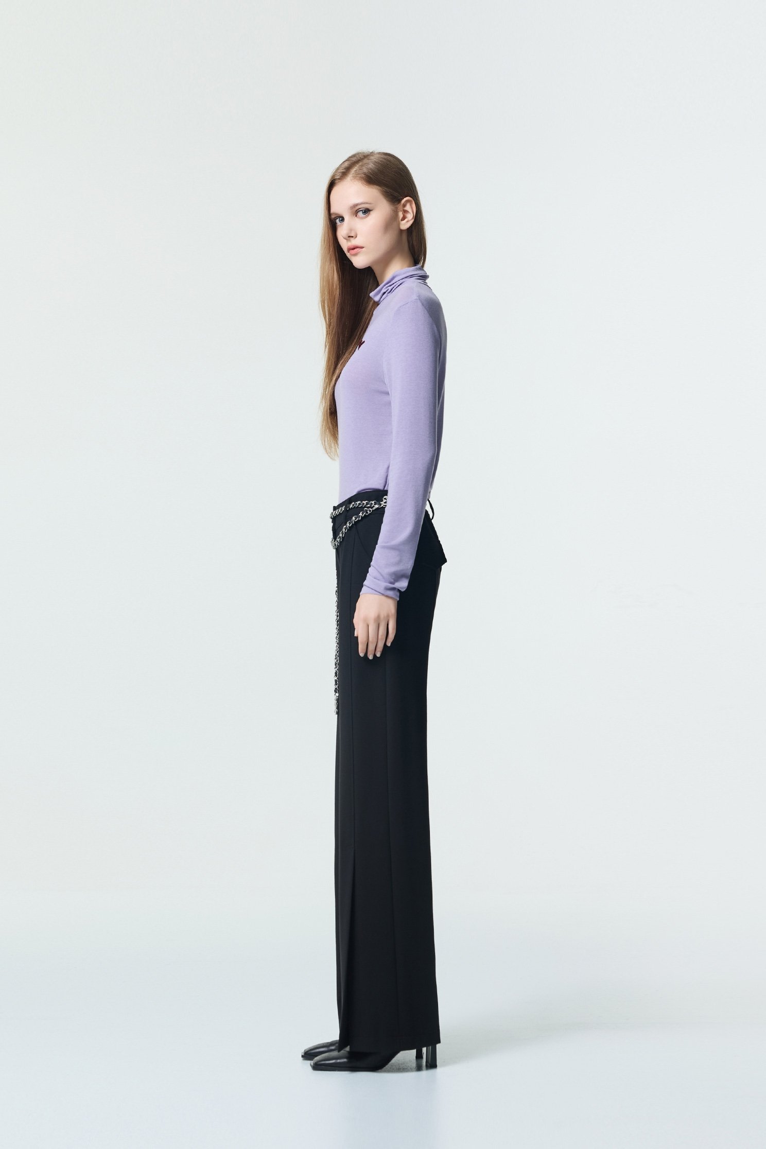 Minimalist Front Slit PantsMinimalist Front Slit Pants,Embroidered,Culottes,Season (AW) Look,pants,Black pants