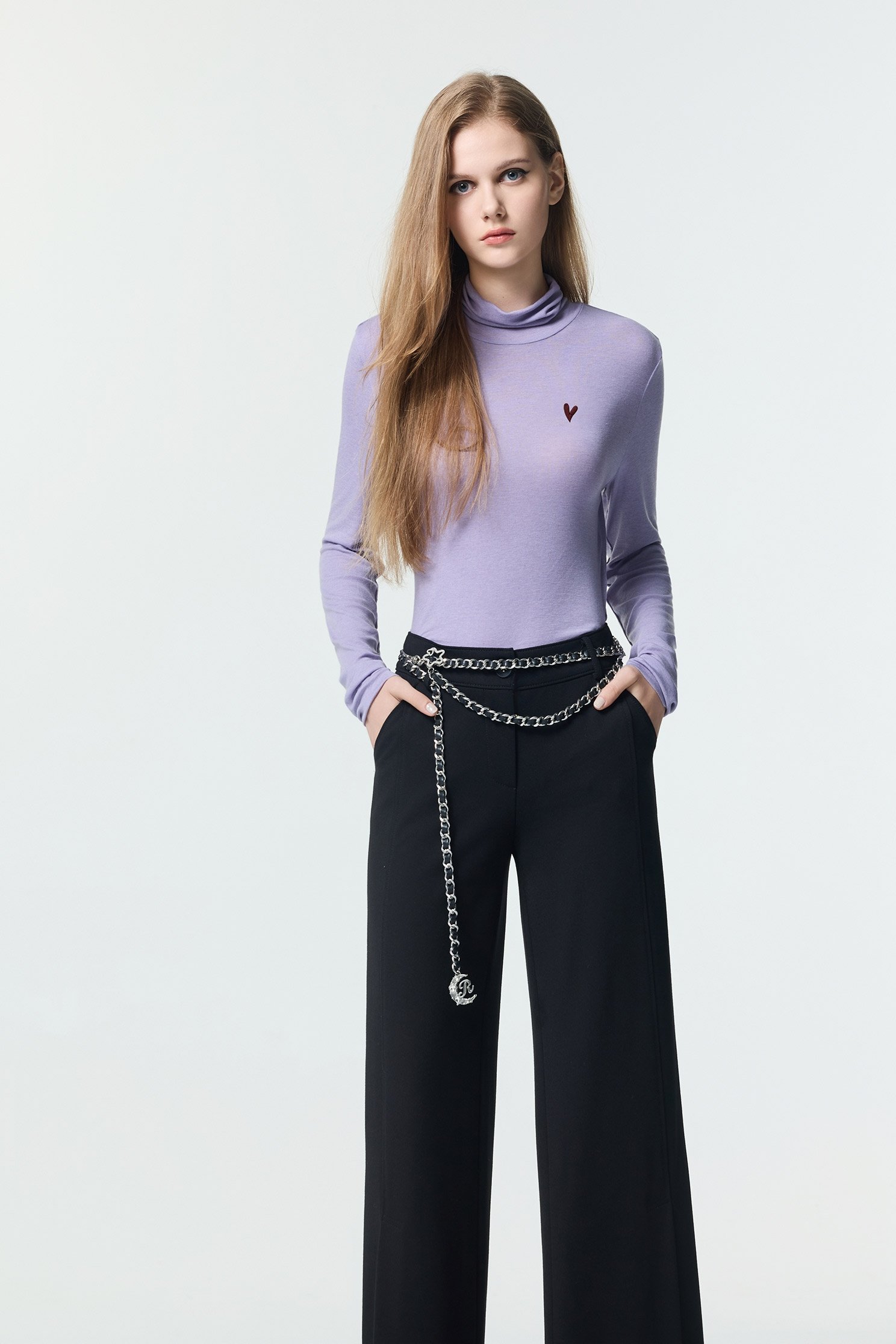 Minimalist Front Slit PantsMinimalist Front Slit Pants,Embroidered,Culottes,Season (AW) Look,pants,Black pants