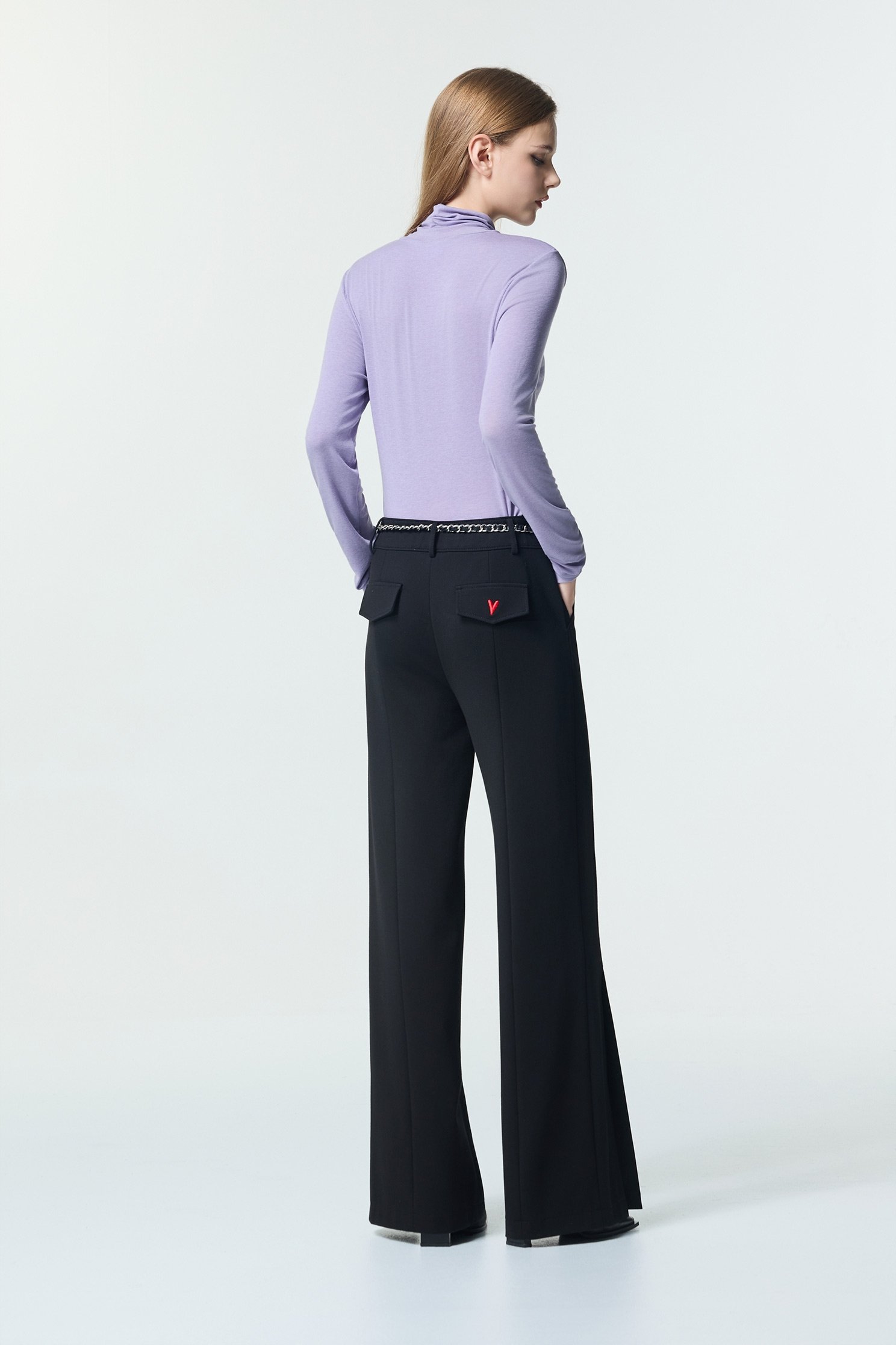 Minimalist Front Slit PantsMinimalist Front Slit Pants,Embroidered,Culottes,Season (AW) Look,pants,Black pants