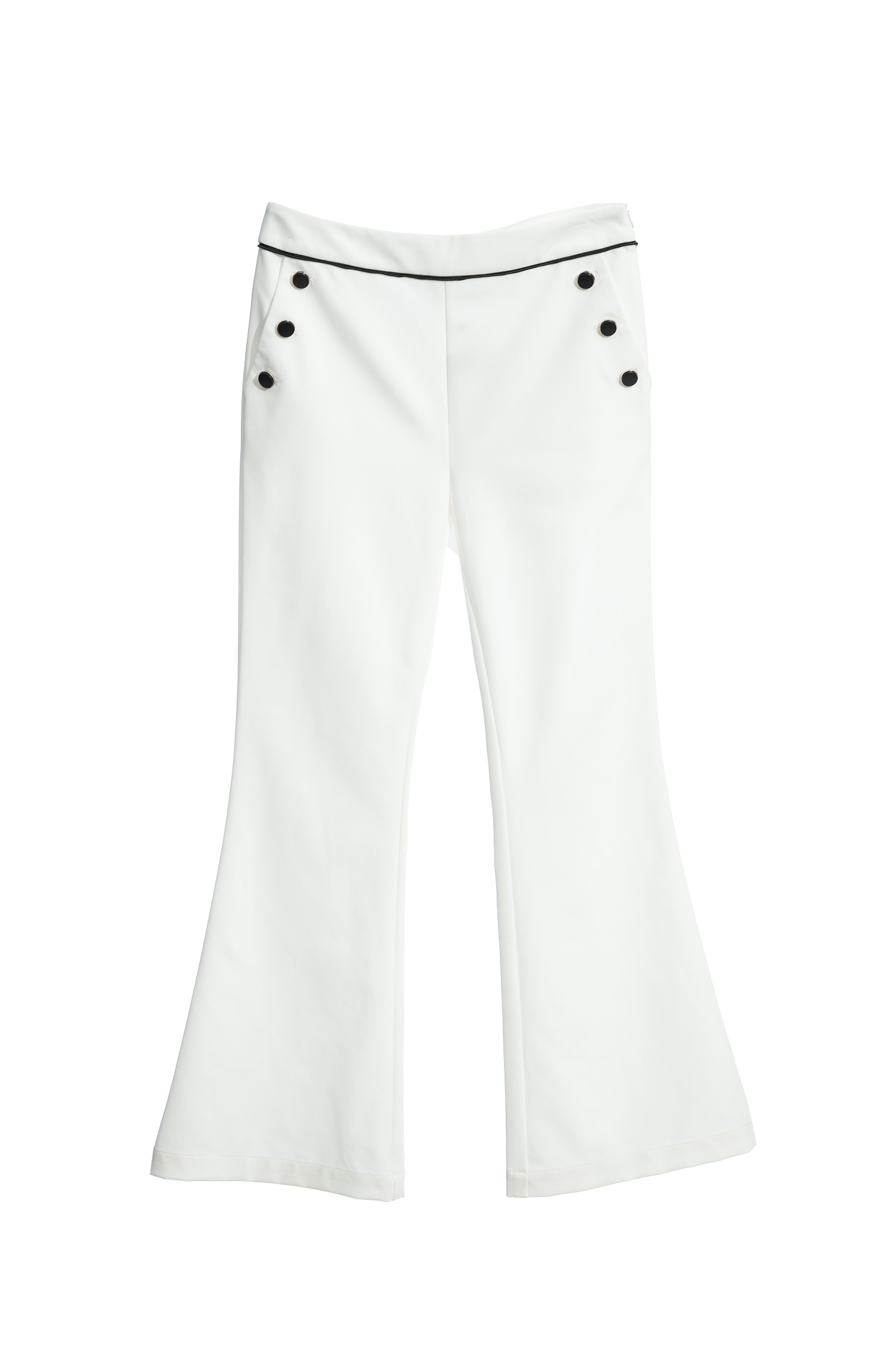 Boot Leg Pants With Button Applique DetailBoot Leg Pants With Button Applique Detail,Bell-bottoms,Bell-bottoms
