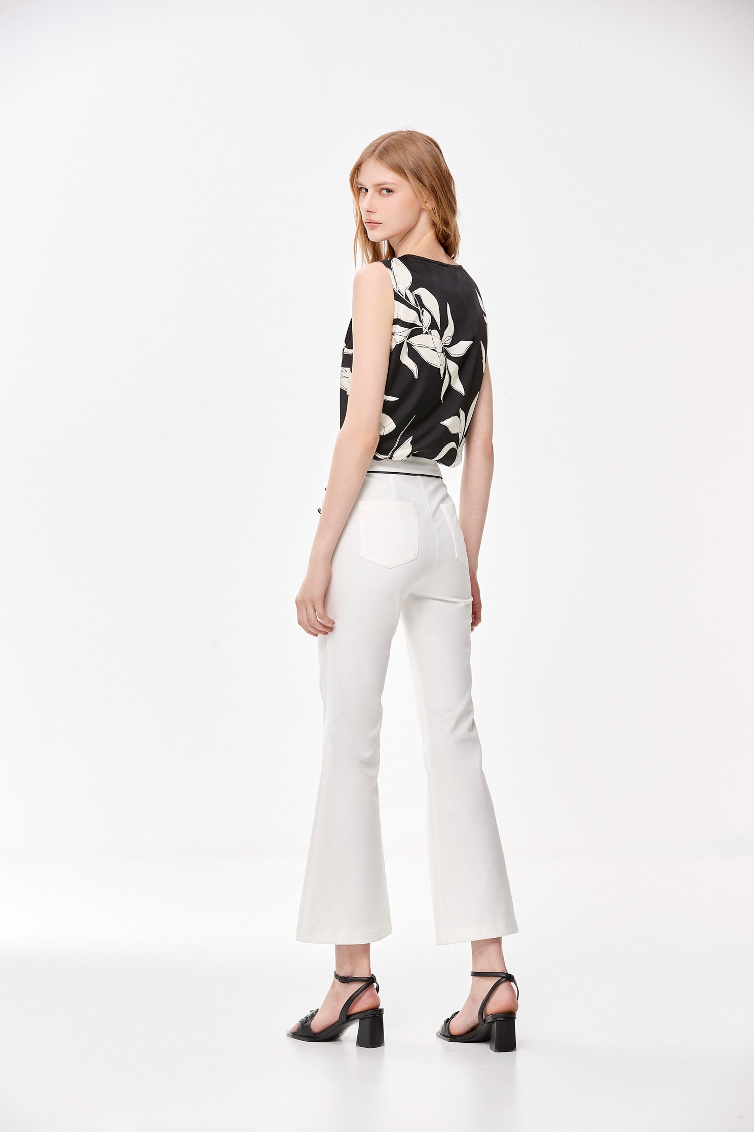 Boot Leg Pants With Button Applique DetailBoot Leg Pants With Button Applique Detail,Bell-bottoms,Bell-bottoms