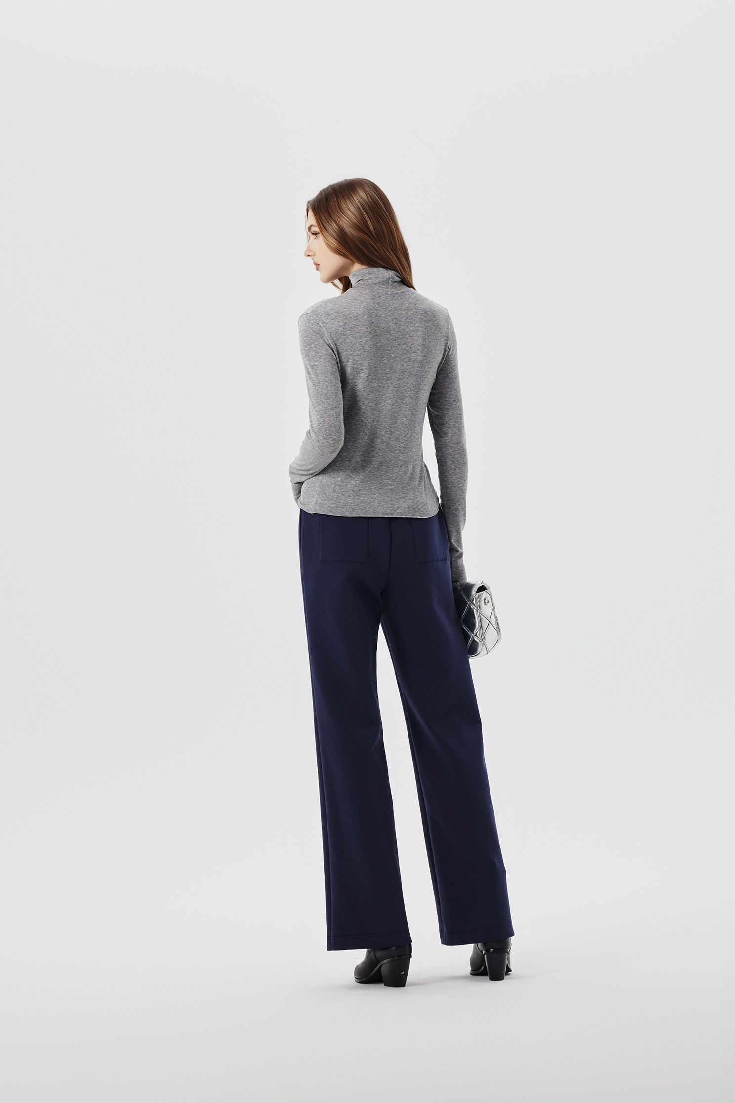 Navy Straight Cut PantsNavy Straight Cut Pants,Embroidered,Bell-bottoms,Season (SS) Look,pants