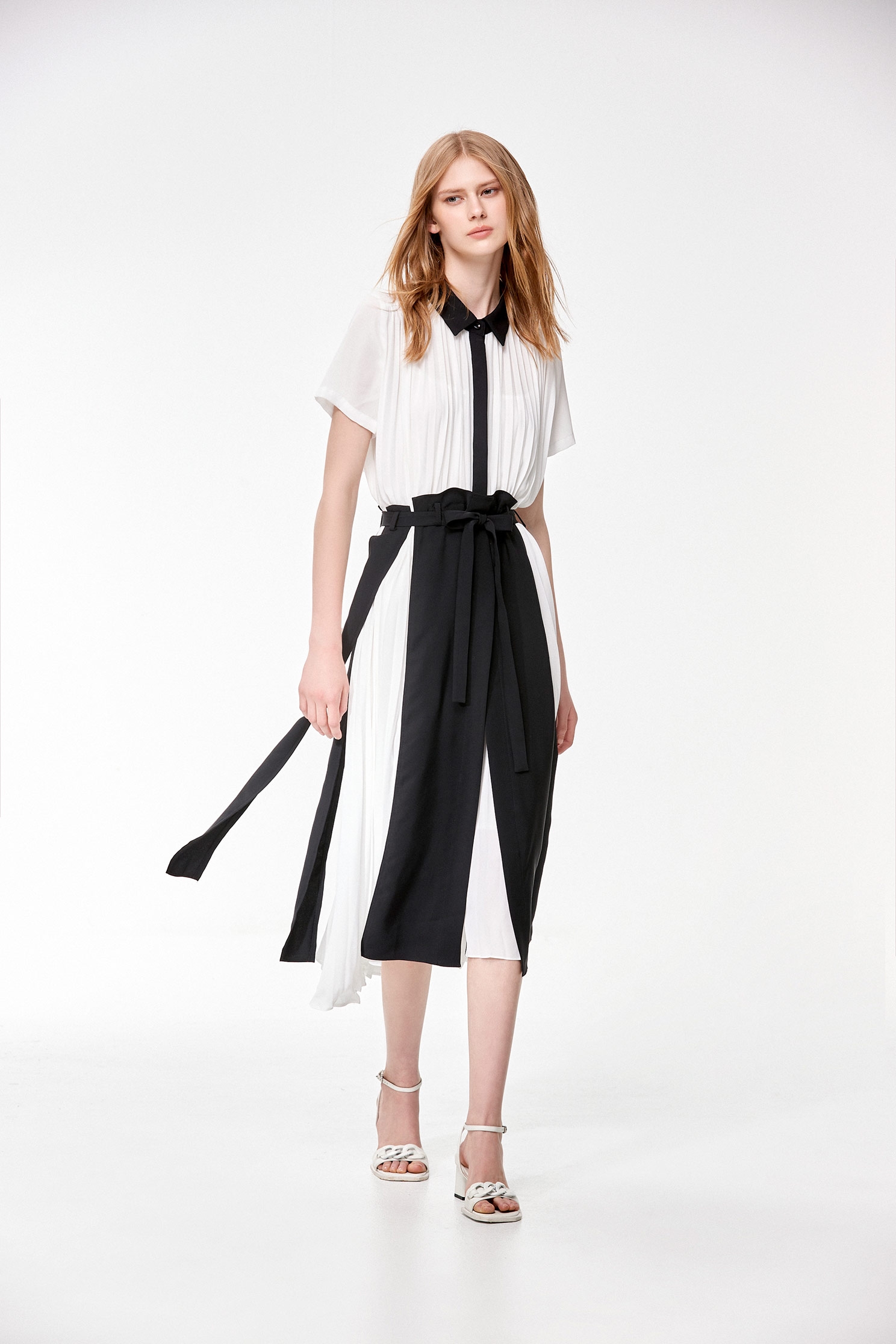Pleated Colour Block Chiffon DressPleated Colour Block Chiffon Dress,Dresses,Season (SS) Look
