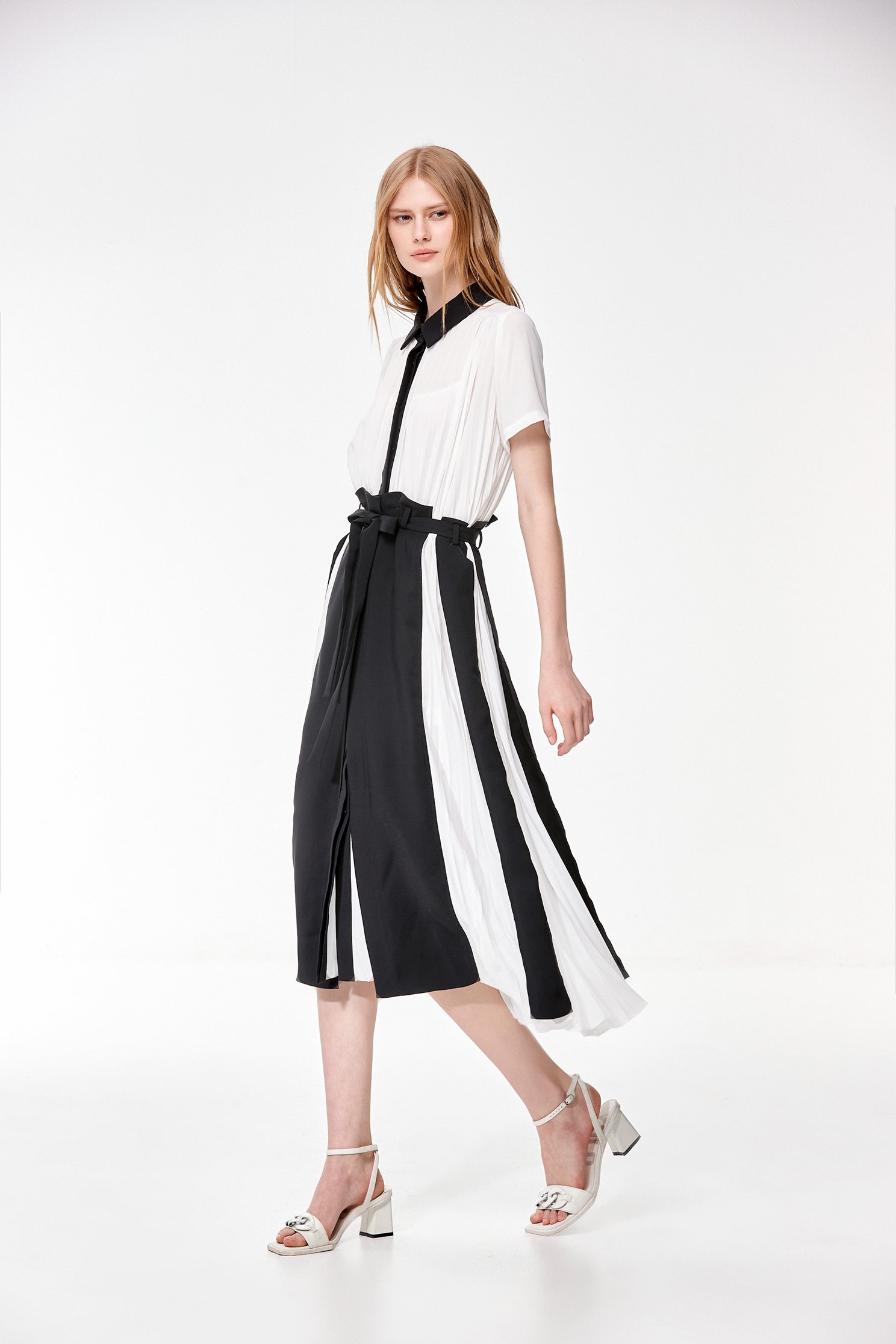 Pleated Colour Block Chiffon DressPleated Colour Block Chiffon Dress,Dresses,Season (SS) Look