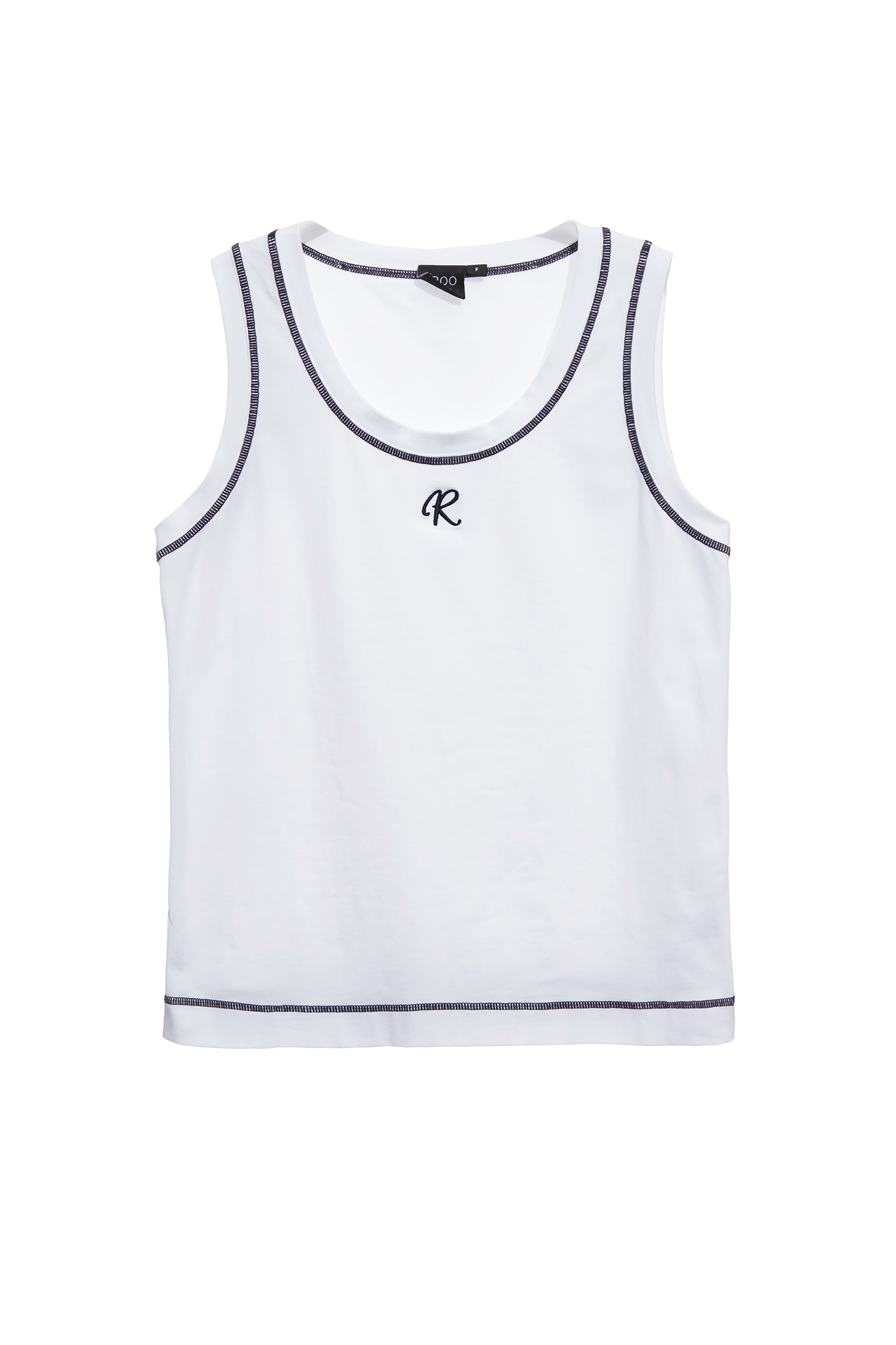 Contrast Trim Detail Tank TopContrast Trim Detail Tank Top,sleeveless tops,Embroidered,Season (SS) Look,White tops,Cotton,sleeveless tops