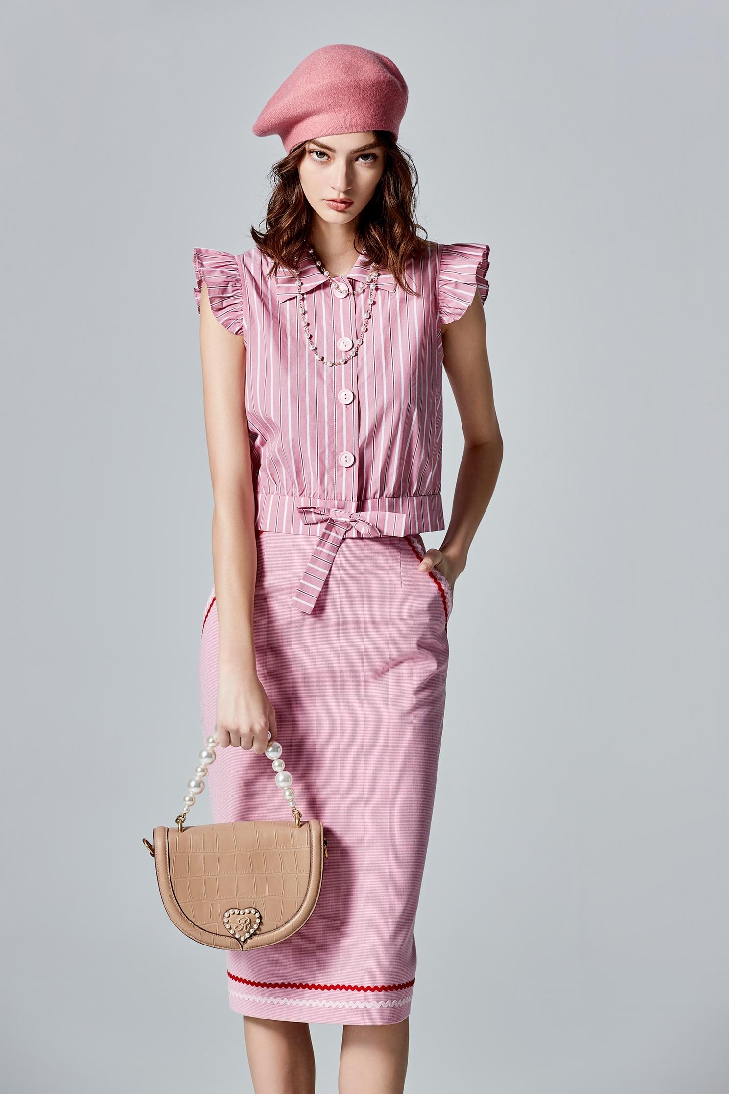 Stripe Print Classic Collar VestStripe Print Classic Collar Vest,sleeveless tops,Tops,Stripe,Season (AW) Look,bows