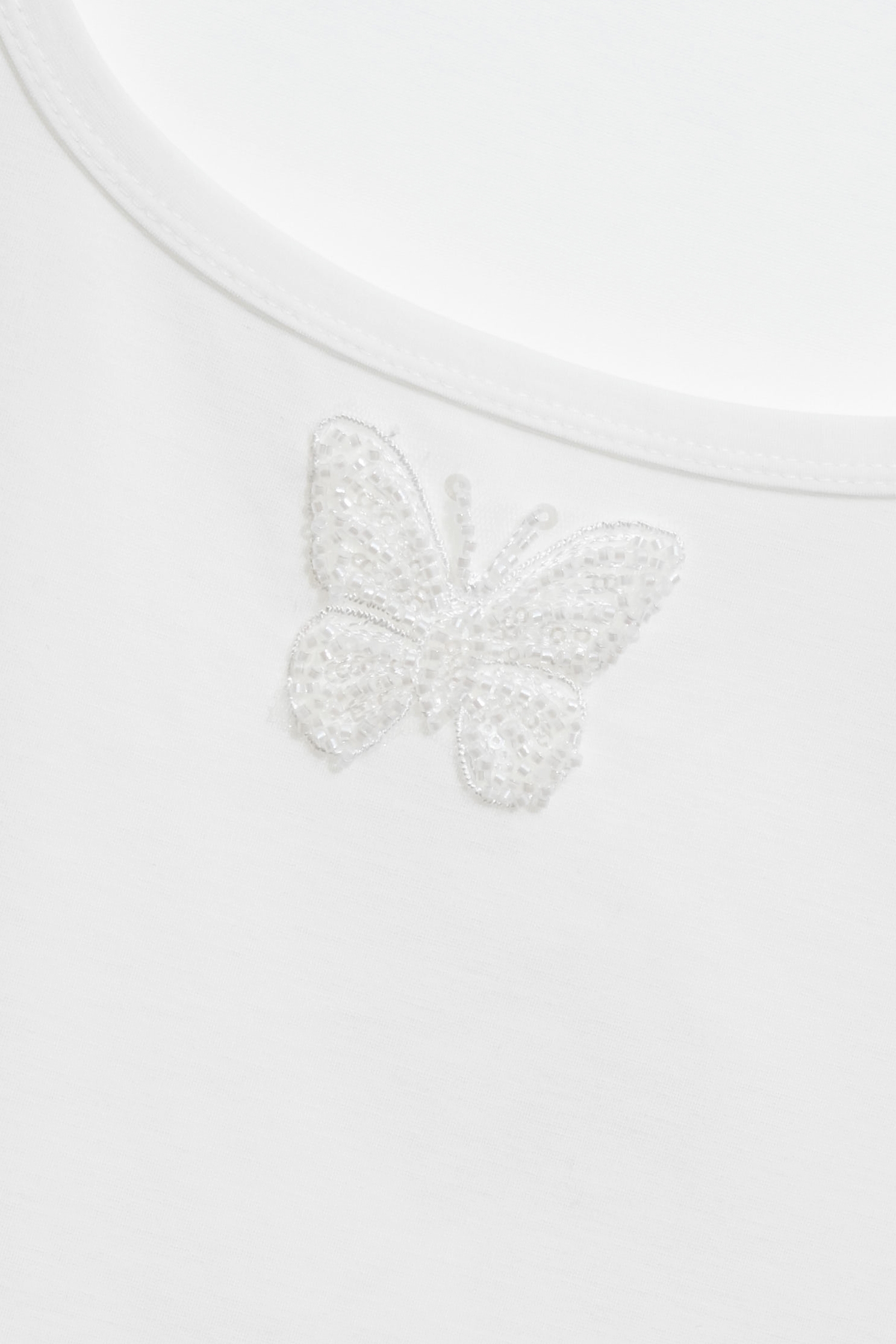Beaded Butterfly Detail Tank TopBeaded Butterfly Detail Tank Top,sleeveless tops,White tops,Season (AW) Look,sleeveless tops