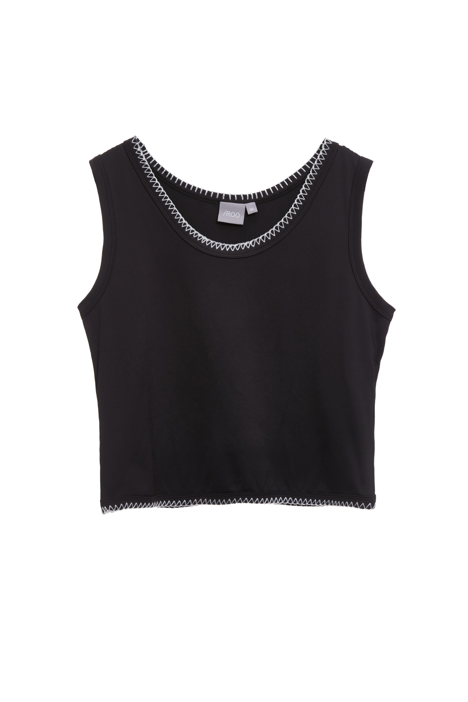 Contrast Embroidery Trim VestContrast Embroidery Trim Vest,sleeveless tops,Embroidered,Season (SS) Look,sleeveless tops,Black tops