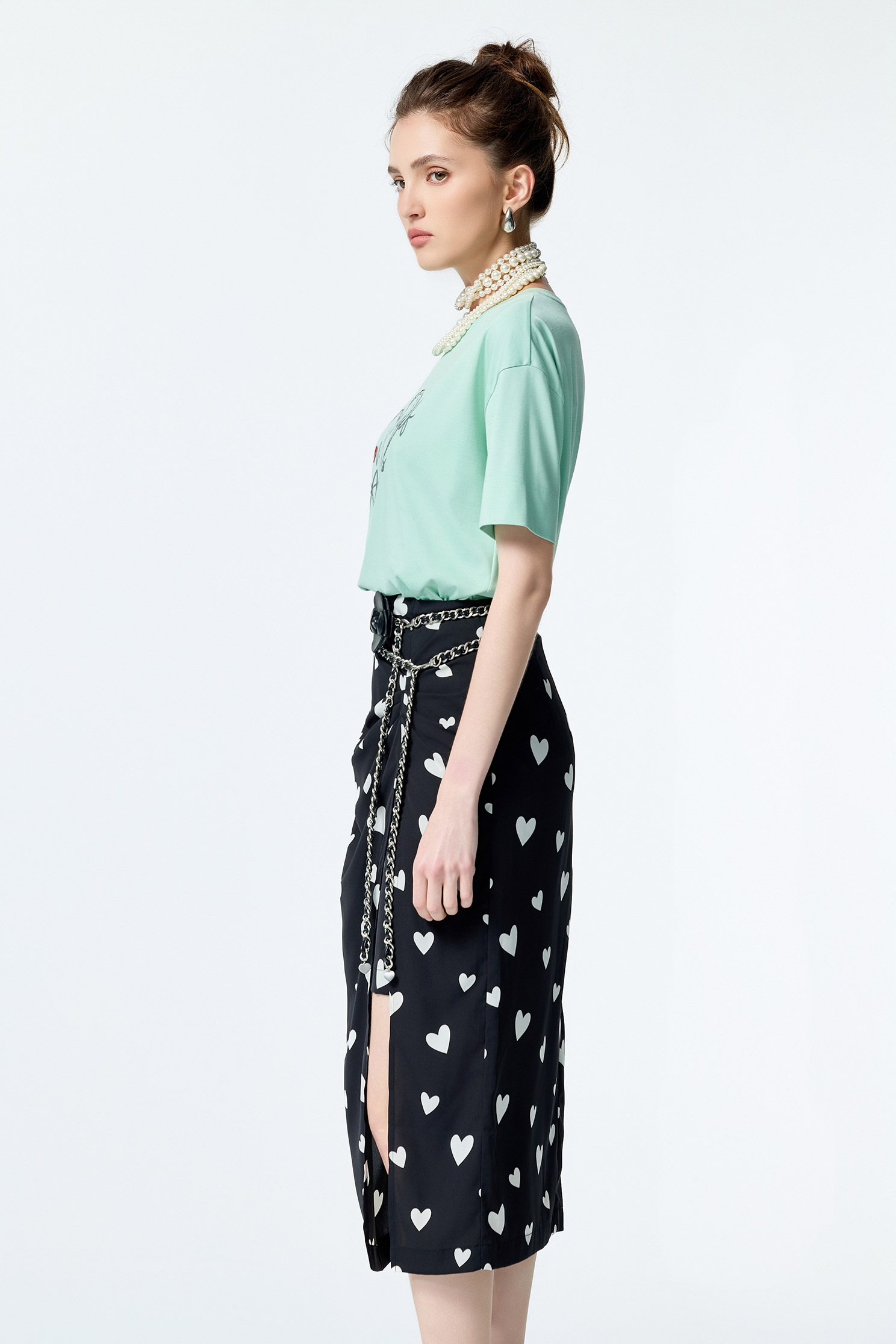 Front Slogan Drop Shoulder TeeFront Slogan Drop Shoulder Tee,Tops,Embroidered,Season (SS) Look,White tops,black tops