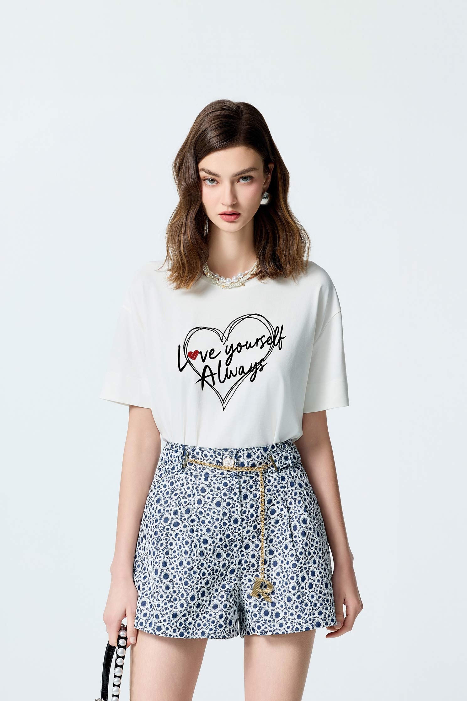 Front Slogan Drop Shoulder TeeFront Slogan Drop Shoulder Tee,Tops,Embroidered,Season (SS) Look,White tops,black tops