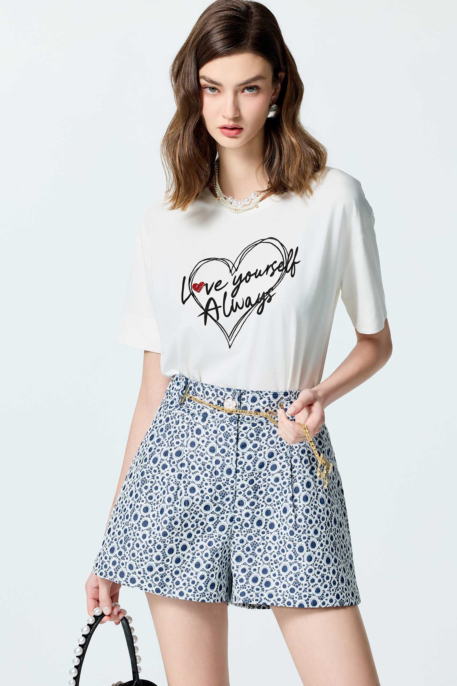 Front Slogan Drop Shoulder TeeFront Slogan Drop Shoulder Tee,Tops,Embroidered,Season (SS) Look,White tops,black tops
