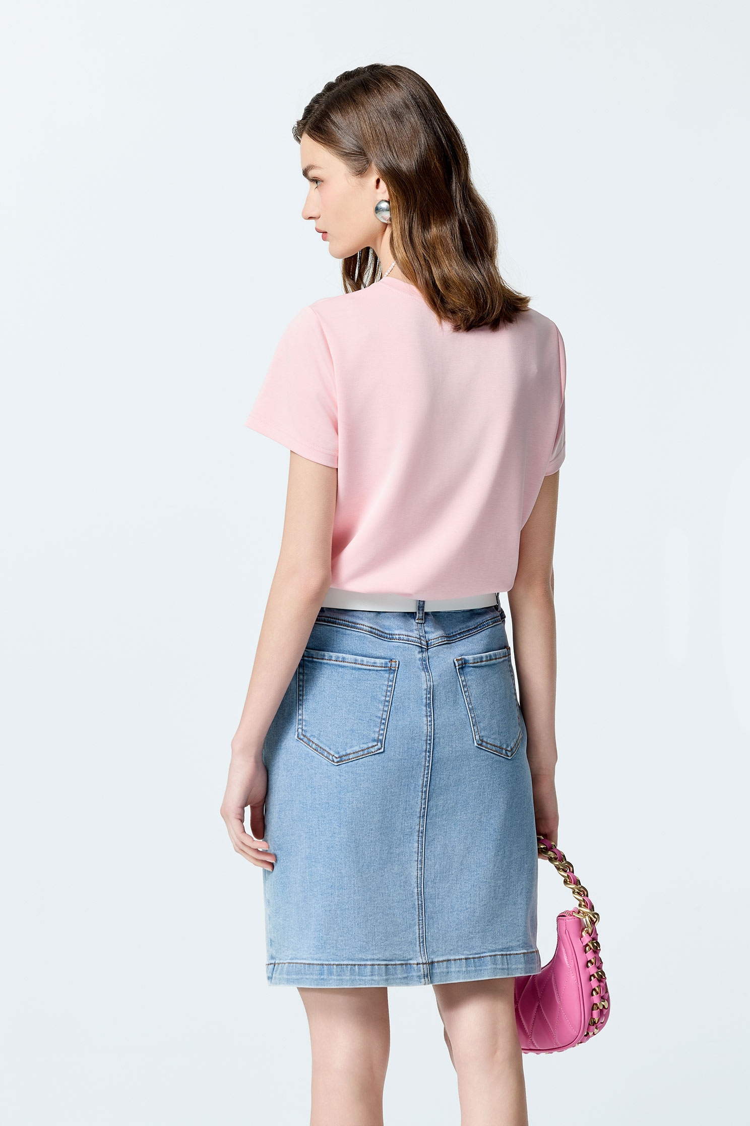 Front Slogan Basic TeeFront Slogan Basic Tee,T-shirts,Tops,Embroidered,Season (SS) Look,White tops