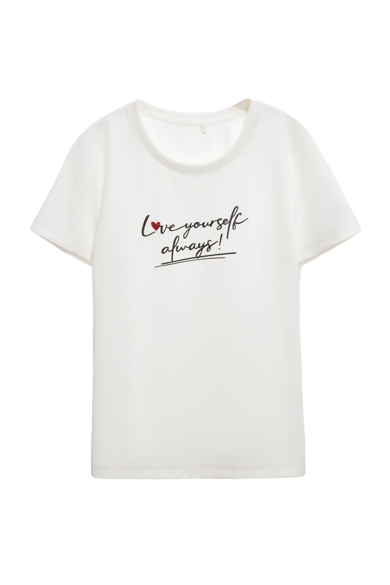 Front Slogan Basic TeeFront Slogan Basic Tee,T-shirts,Tops,Embroidered,Season (SS) Look,White tops