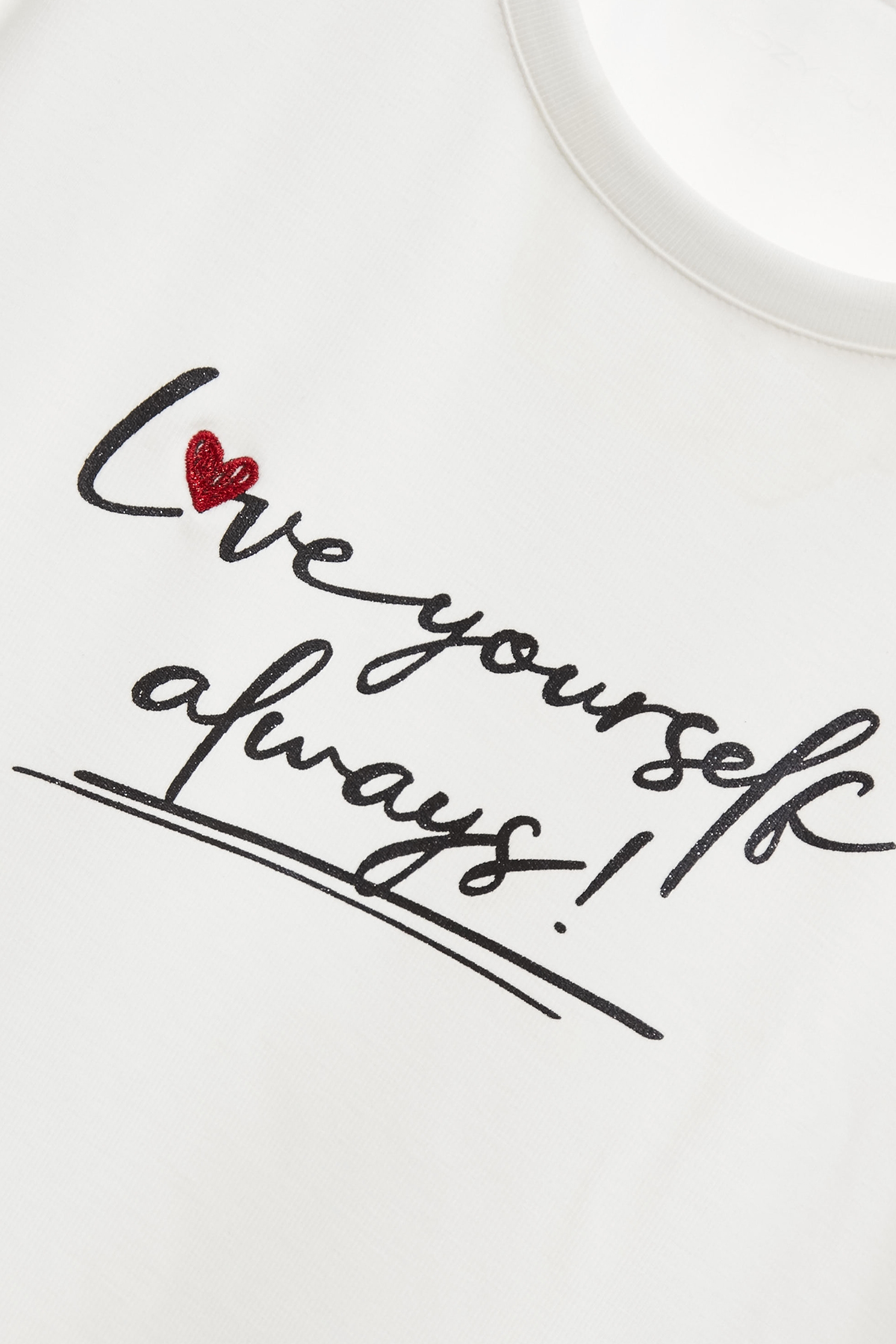 Front Slogan Basic TeeFront Slogan Basic Tee,T-shirts,Tops,Embroidered,Season (SS) Look,White tops