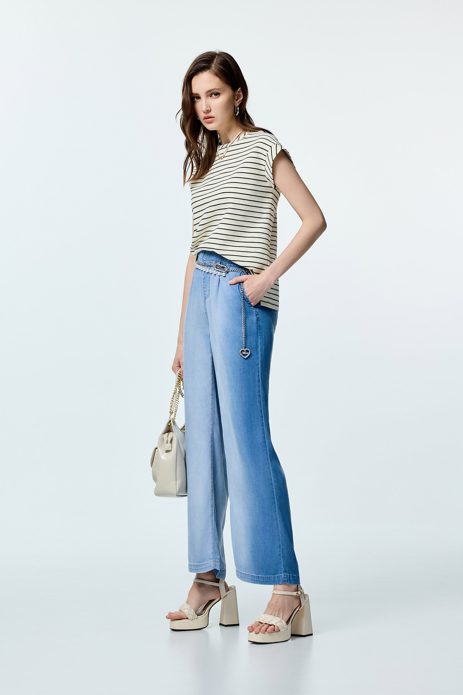 Stripe Cap Sleeve TeeStripe Cap Sleeve Tee,Tops,Season (SS) Look,Stripe,Urban Fashion