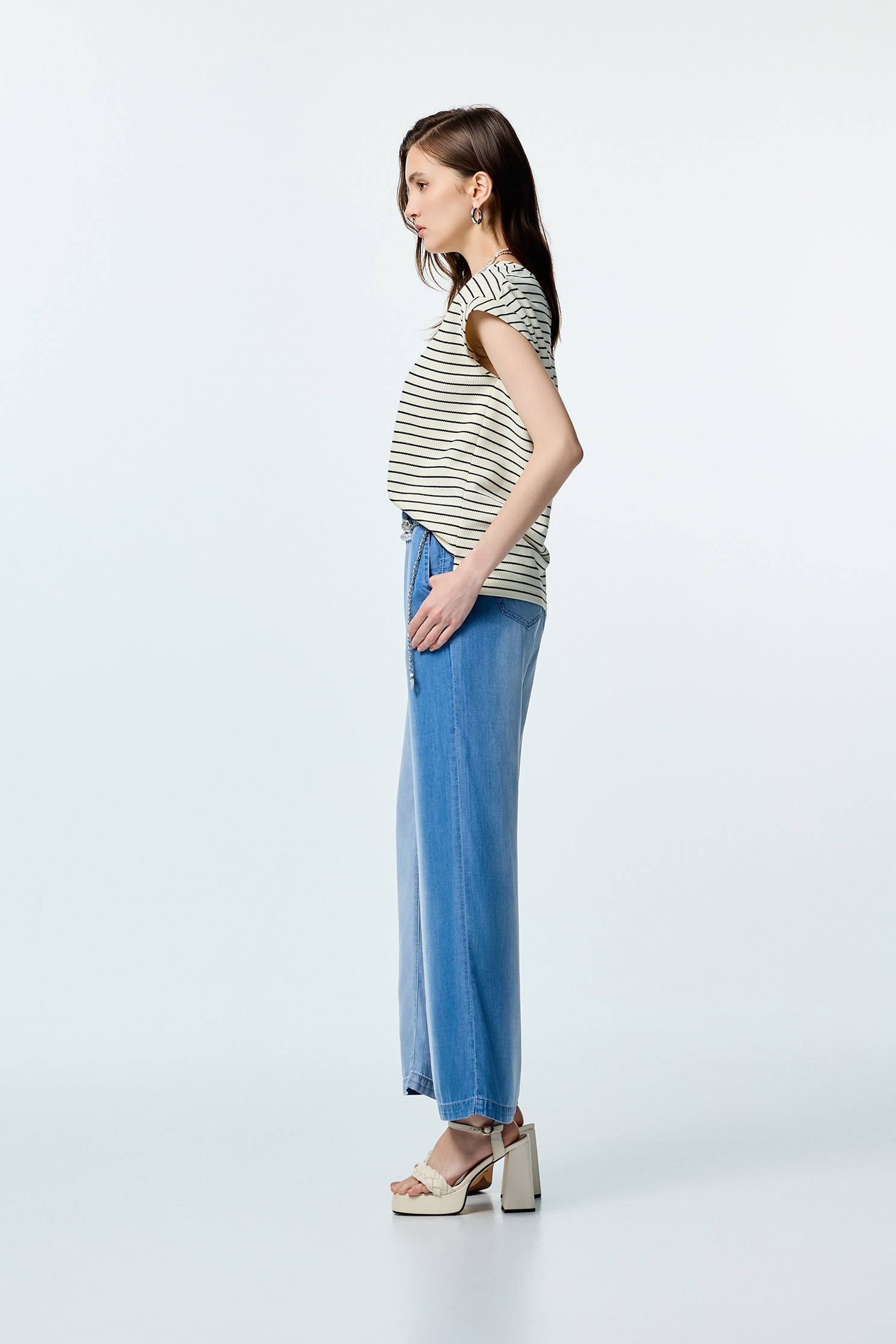 Stripe Cap Sleeve TeeStripe Cap Sleeve Tee,Tops,Season (SS) Look,Stripe,Urban Fashion