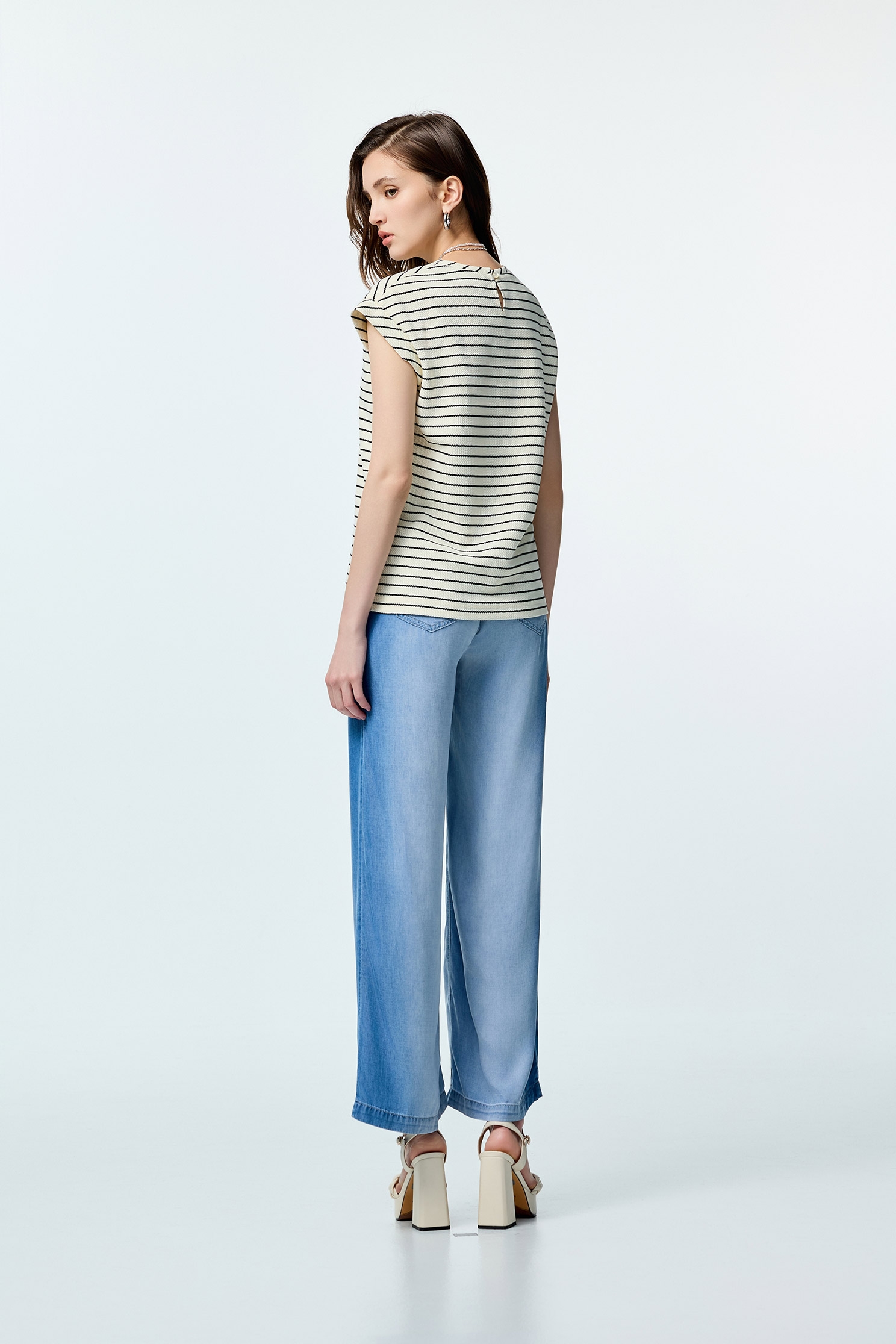 Stripe Cap Sleeve TeeStripe Cap Sleeve Tee,Tops,Season (SS) Look,Stripe,Urban Fashion