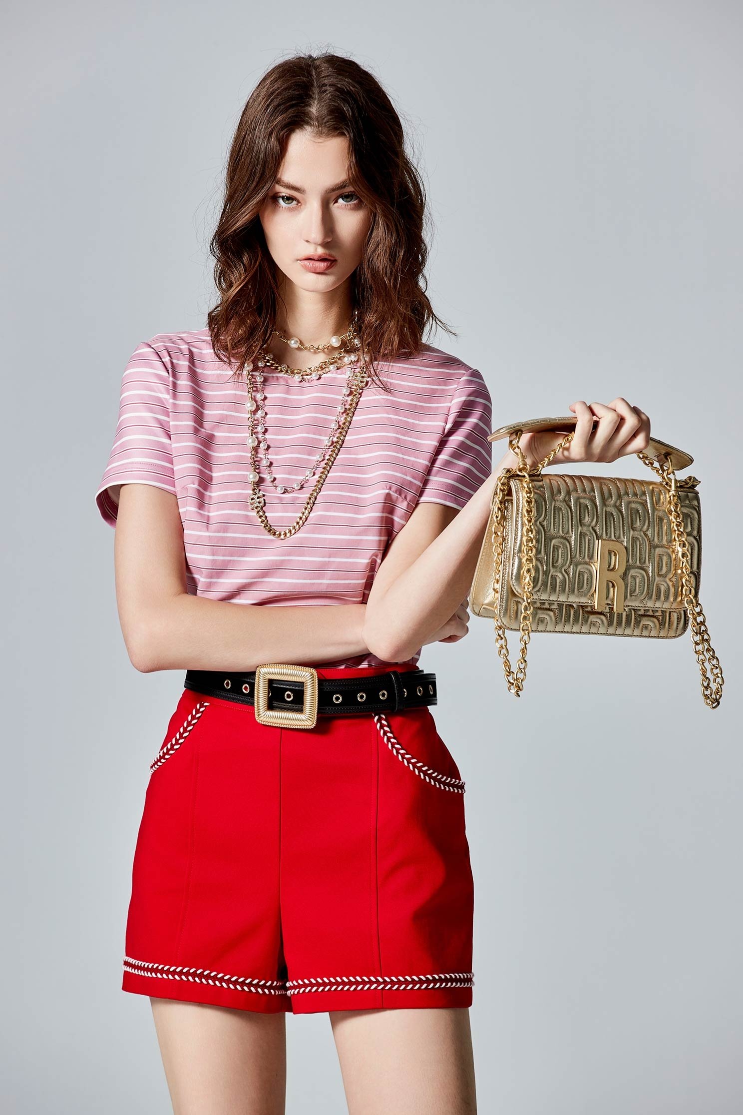 Stripe Print Short Sleeve Pink TopStripe Print Short Sleeve Pink Top,T-shirts,Tops,Season (AW) Look