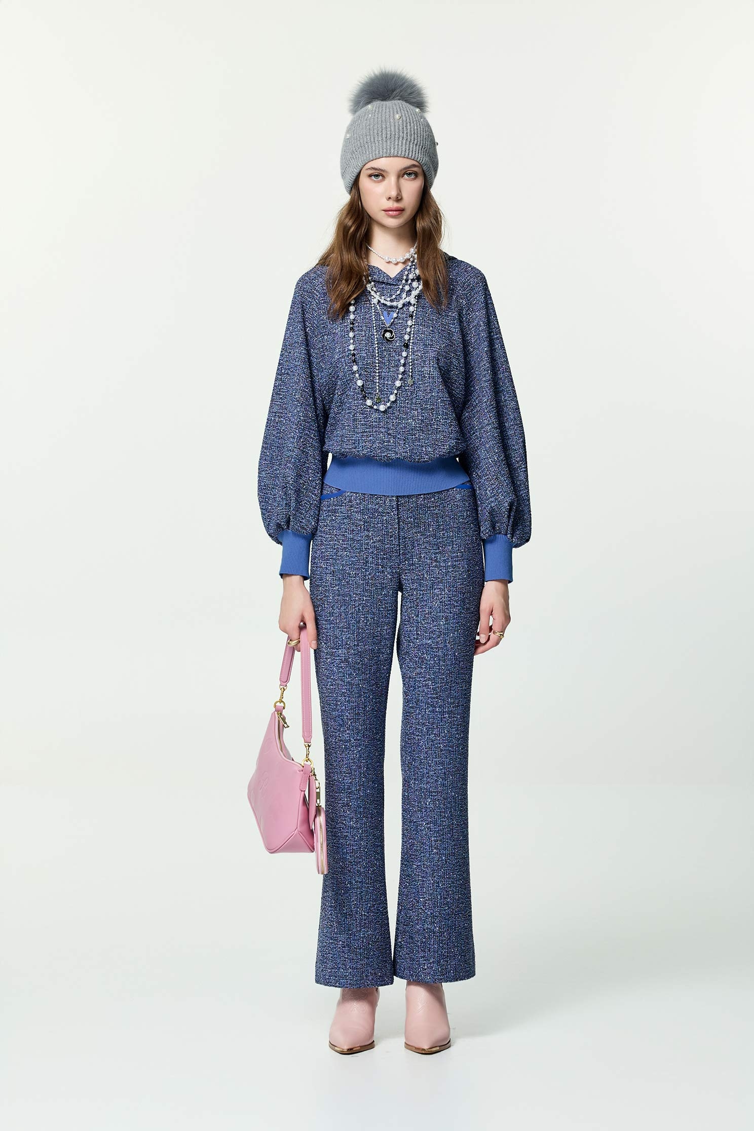 Hoodie Tweed TopHoodie Tweed Top,Tops,Embroidered,co-ord sets,pearl,Season (AW) Look