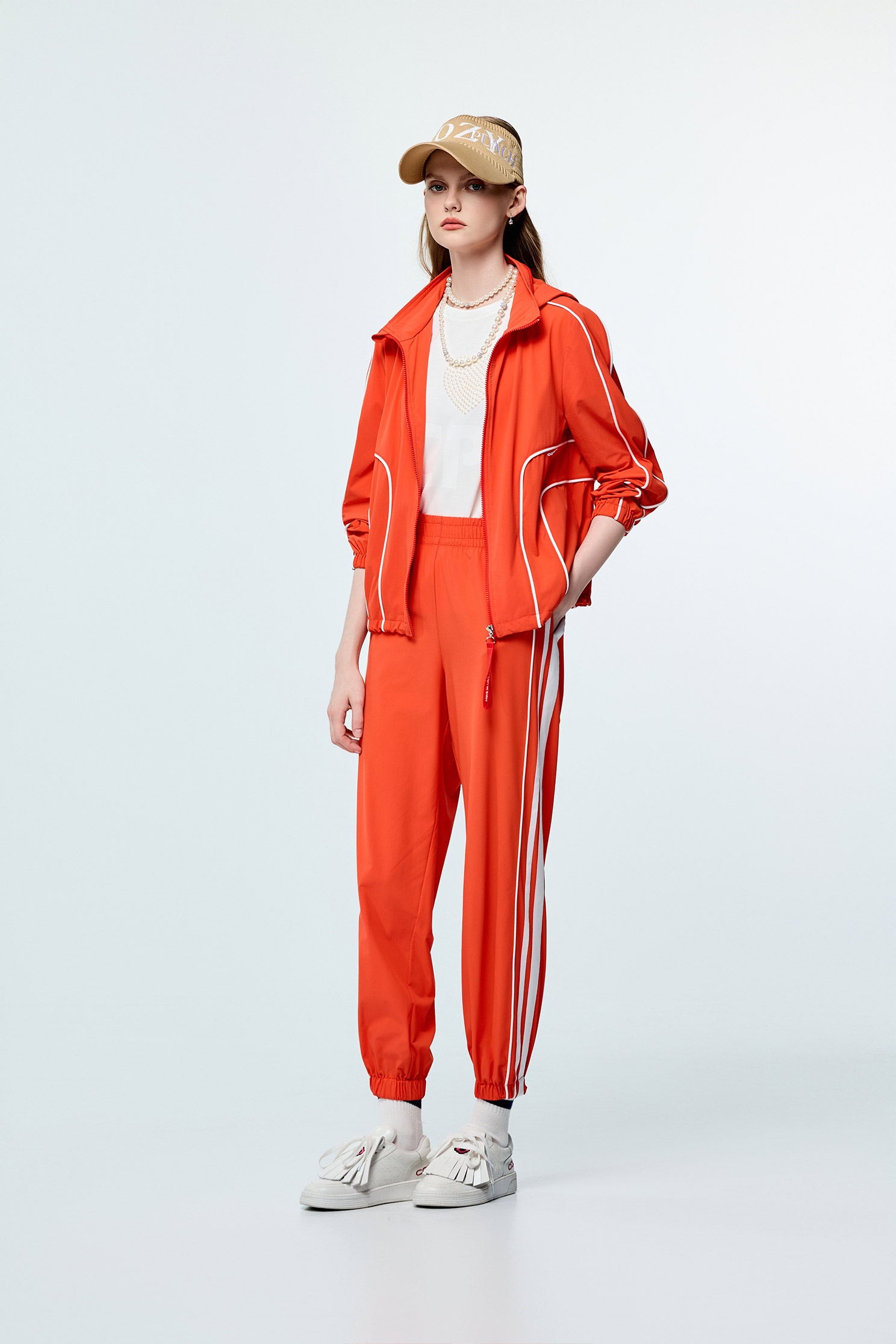 Contrast Trim Detail Sun Protection Collagen JacketSunset Coral Color Collagen Jacket,Cool Tech Activewear,CoolTechActivewear,COZY PUNCH,Jackets,Outerwear,Season (SS) Look,Hoodie jackets