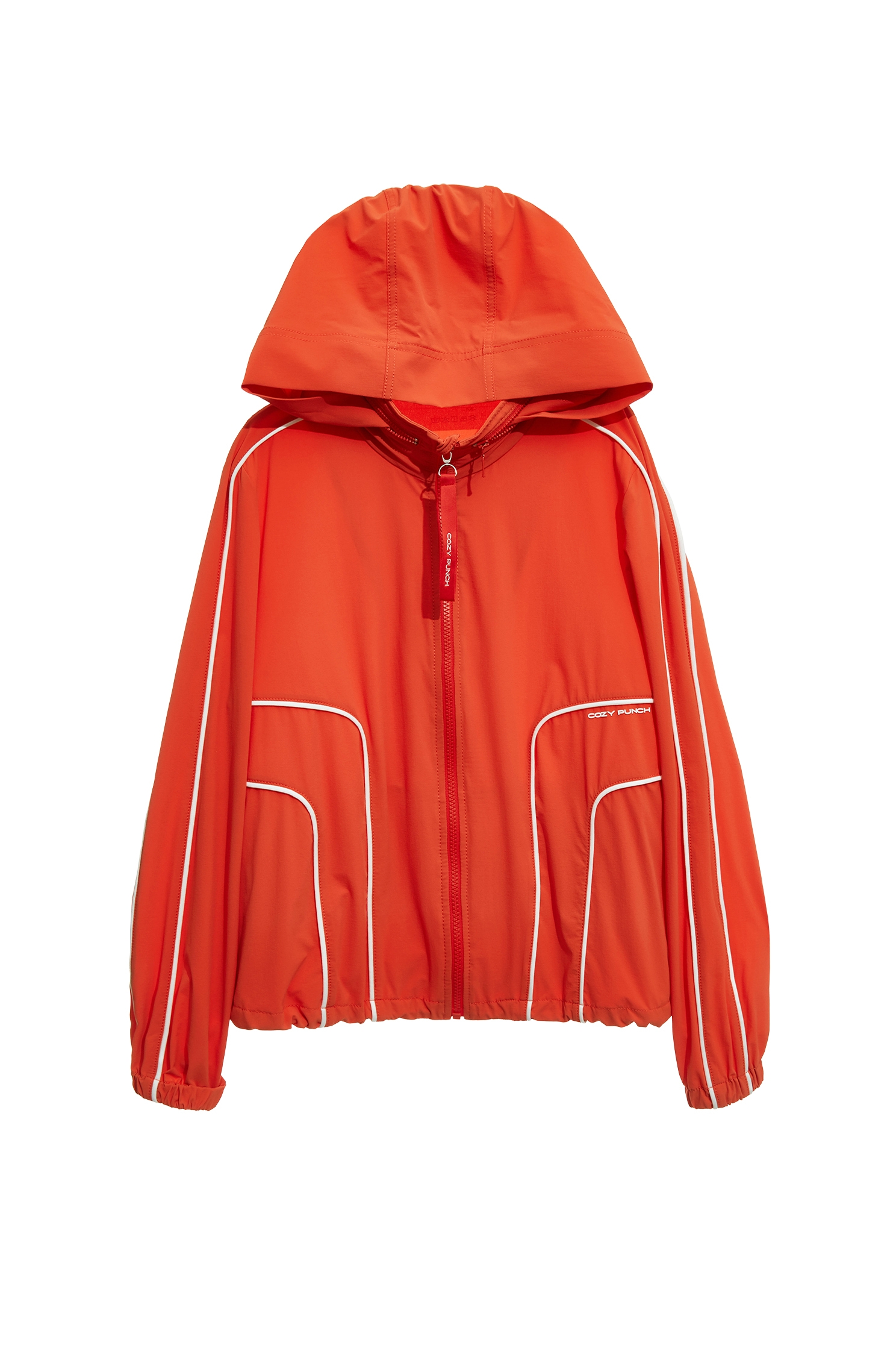 Contrast Trim Detail Sun Protection Collagen JacketSunset Coral Color Collagen Jacket,Cool Tech Activewear,CoolTechActivewear,COZY PUNCH,Jackets,Outerwear,Season (SS) Look,Hoodie jackets