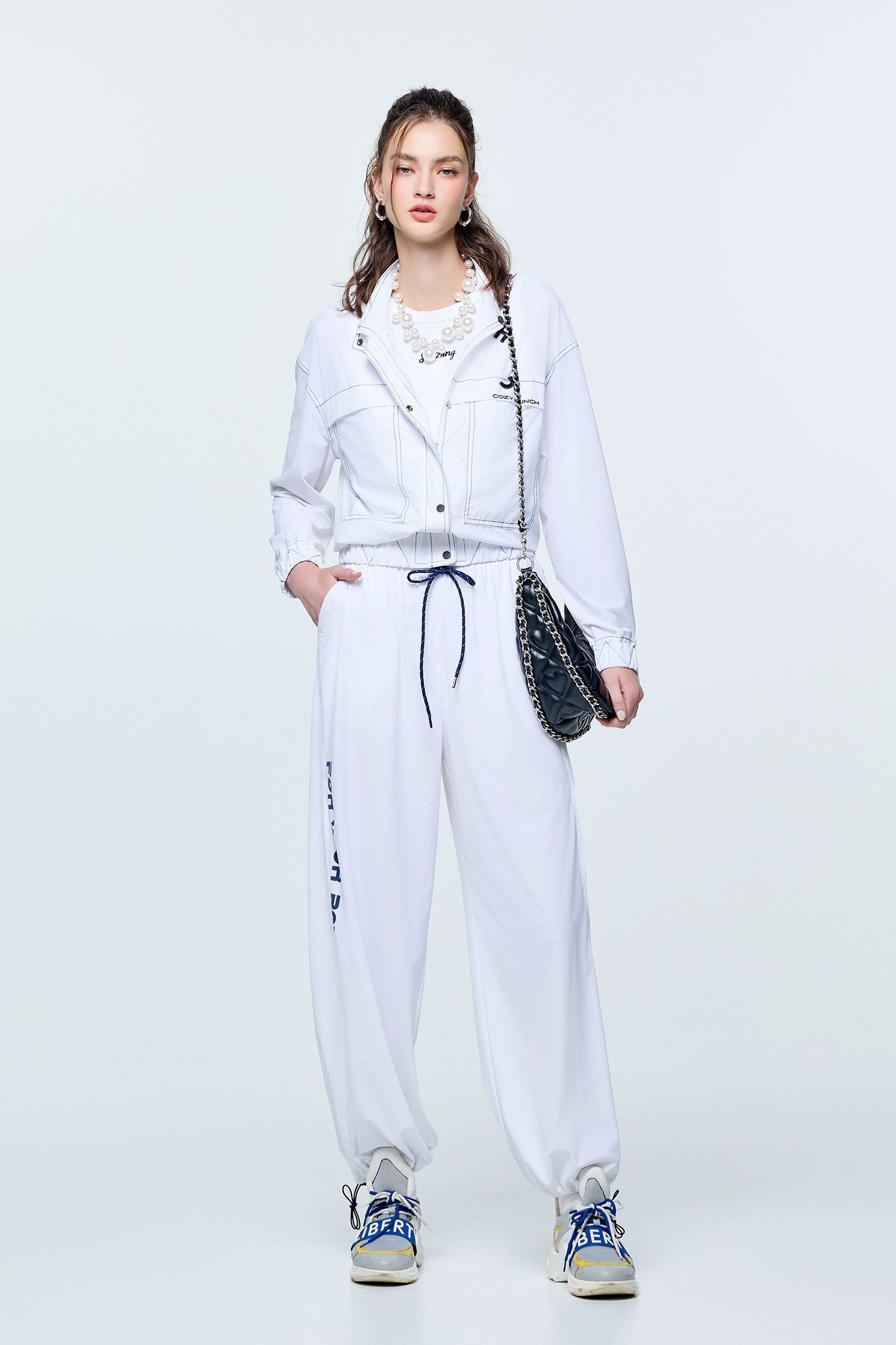 Contrast Stitch Sun Protection Collagen JacketOptical White Collagen Jacket,Cool Tech Activewear,CoolTechActivewear,COZY PUNCH,Jackets,Outerwear,Season (SS) Look,White outerwear