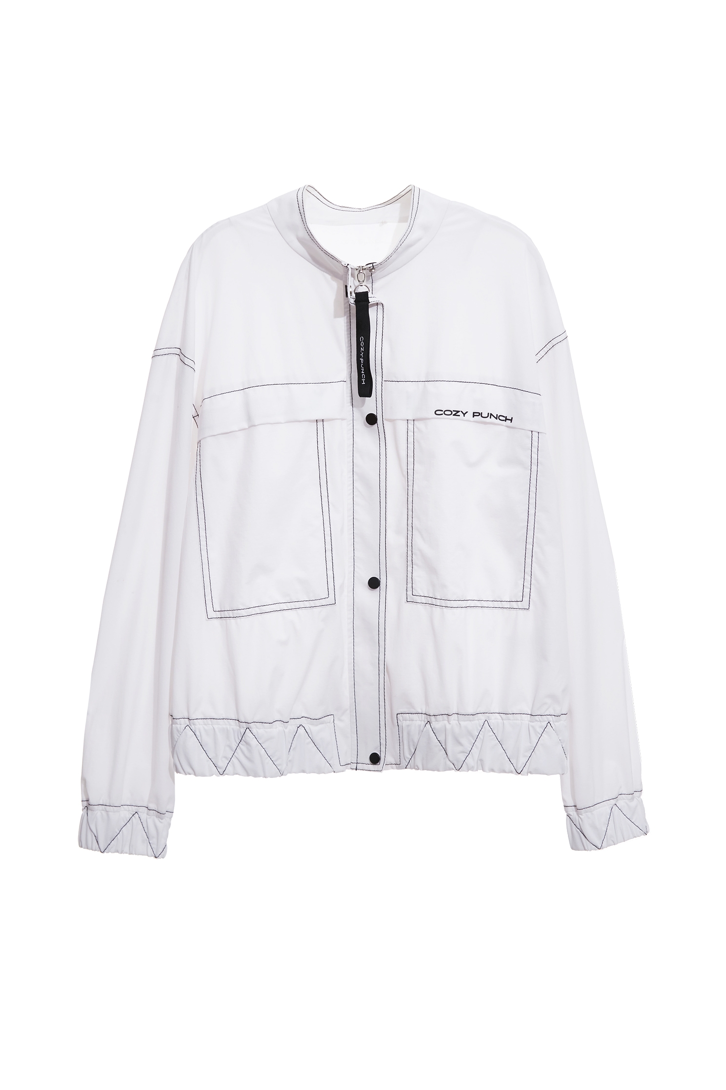 Contrast Stitch Sun Protection Collagen JacketOptical White Collagen Jacket,Cool Tech Activewear,CoolTechActivewear,COZY PUNCH,Jackets,Outerwear,Season (SS) Look,White outerwear