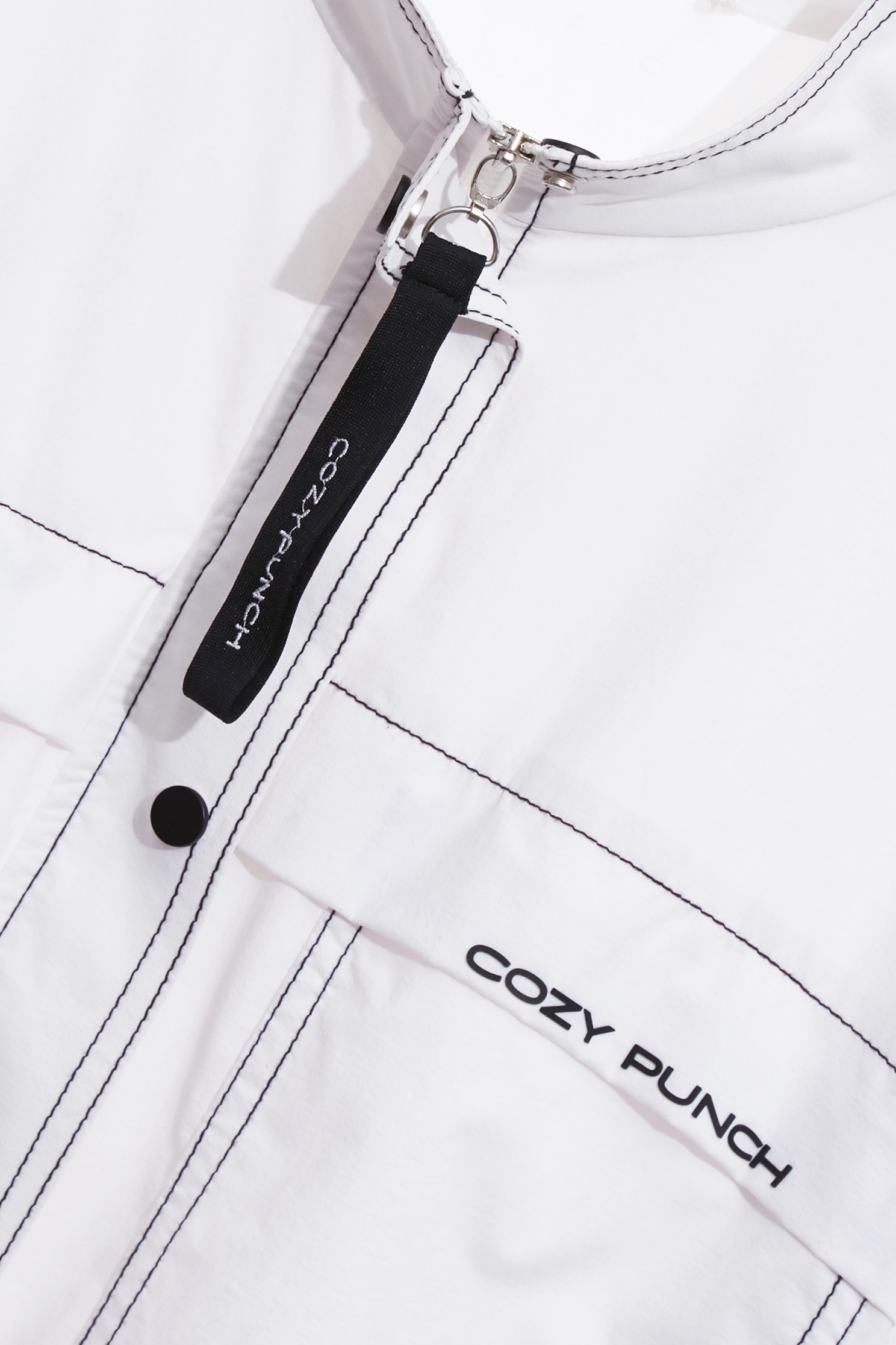 Contrast Stitch Sun Protection Collagen JacketOptical White Collagen Jacket,Cool Tech Activewear,CoolTechActivewear,COZY PUNCH,Jackets,Outerwear,Season (SS) Look,White outerwear