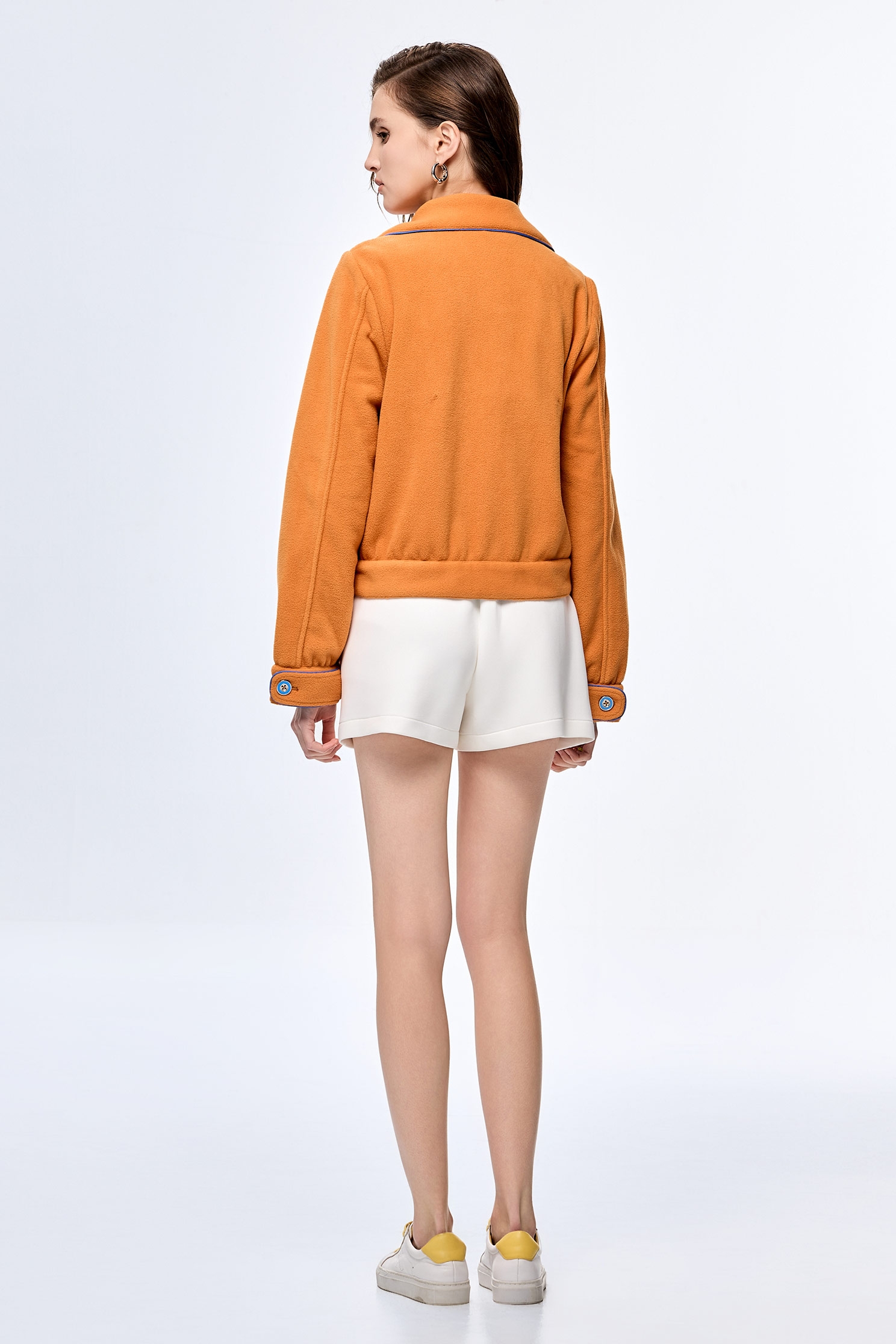 Electric Tangerine Color Warm JacketElectric Tangerine Color Warm Jacket,COZY PUNCH,Jackets,Outerwear,Season (AW) Look,Long sleeve outerwear