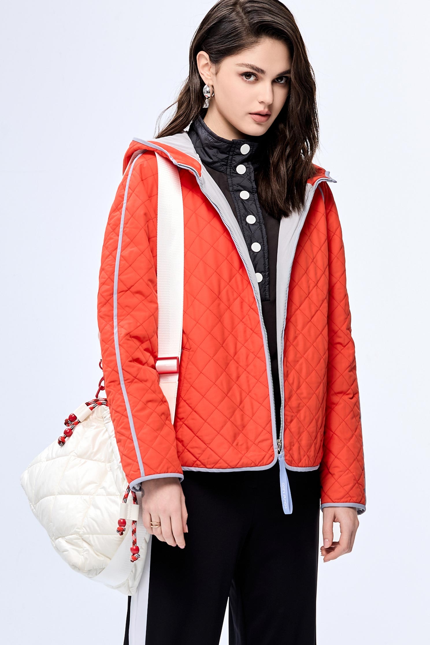 Flame Color Quilted Warm JacketFlame Color Quilted Warm Jacket,COZY PUNCH,Outerwear,Season (AW) Look,Hoodie jackets,Long sleeve outerwear