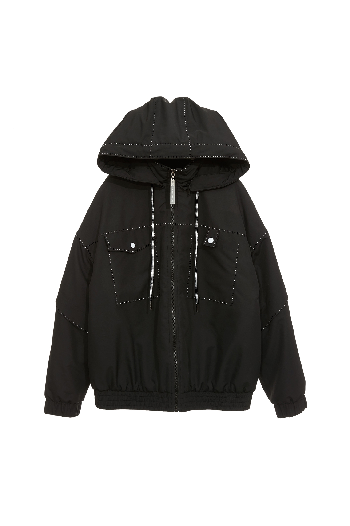 Embroidered Thread Warm JacketEmbroidered Thread Warm Jacket,COZY PUNCH,Jackets,Embroidered,Outerwear,Season (AW) Look,Black outerwear