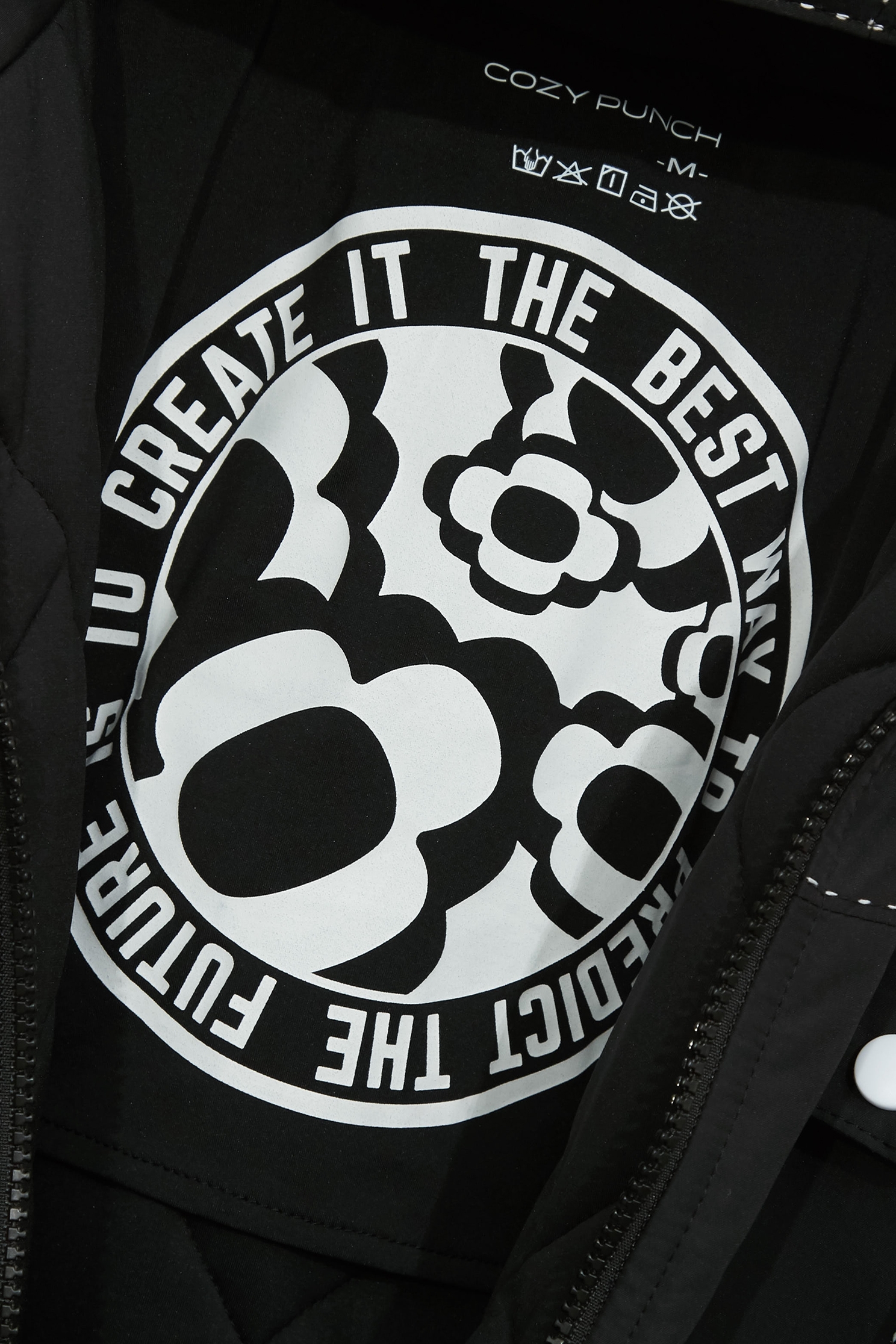 Embroidered Thread Warm JacketEmbroidered Thread Warm Jacket,COZY PUNCH,Jackets,Embroidered,Outerwear,Season (AW) Look,Black outerwear