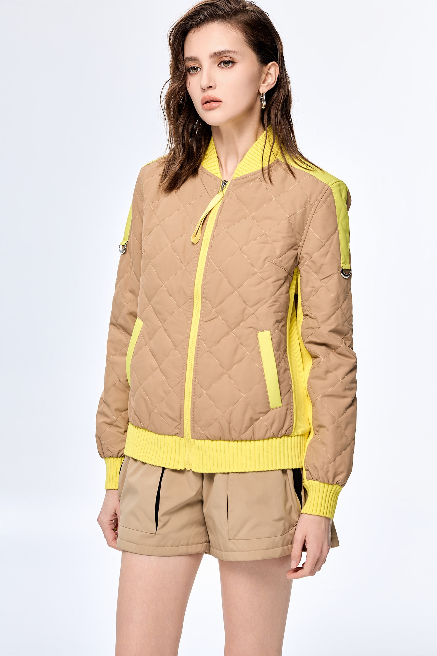 Tea Stain Color Quilted Warm JacketTea Stain Color Quilted Warm Jacket,COZY PUNCH,Jackets,Outerwear,Season (AW) Look,Long sleeve outerwear