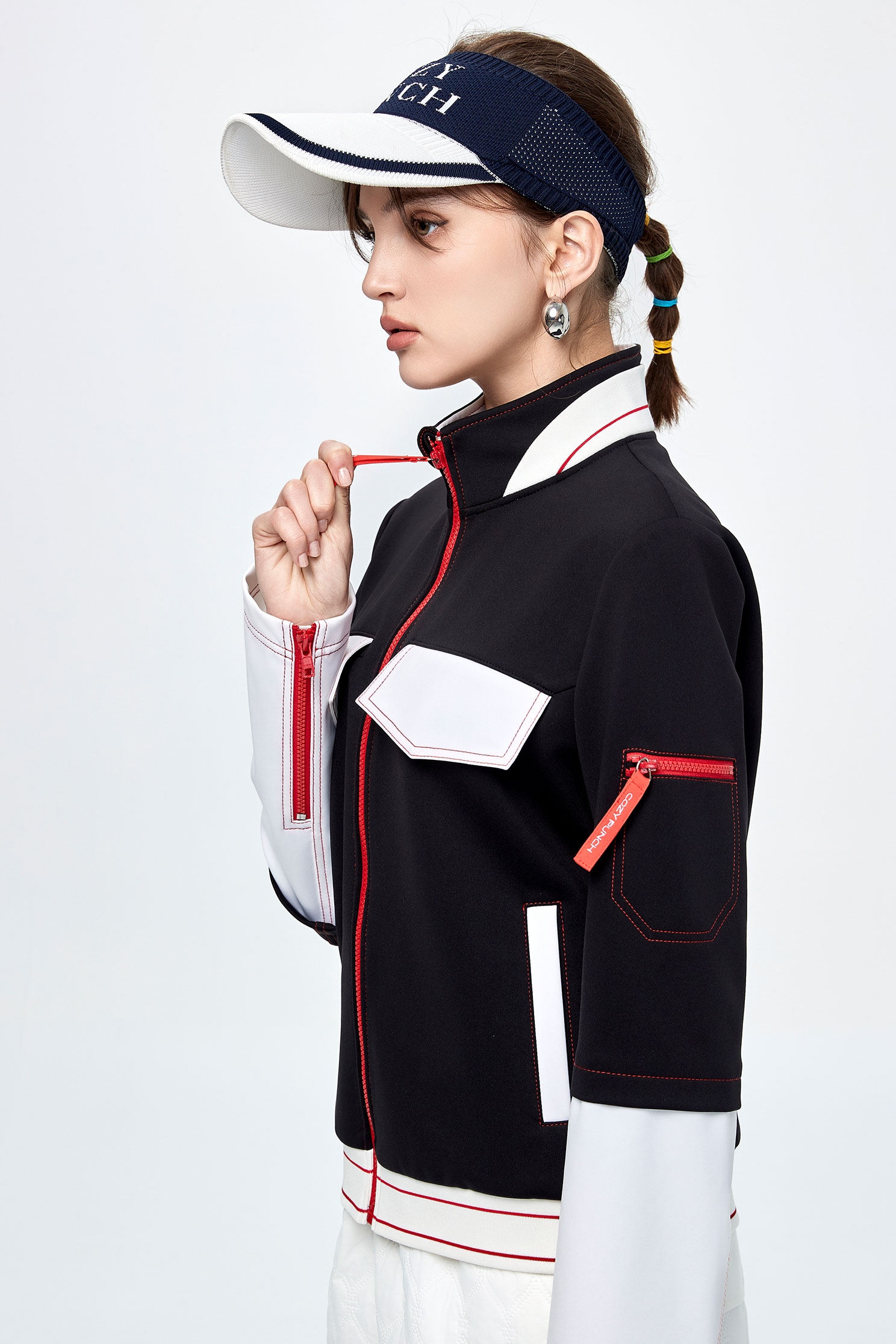 Color-Blocked Biker Style JacketCool racing-style jacket,COZY PUNCH,Jackets,Outerwear,Season (AW) Look,Long sleeve outerwear