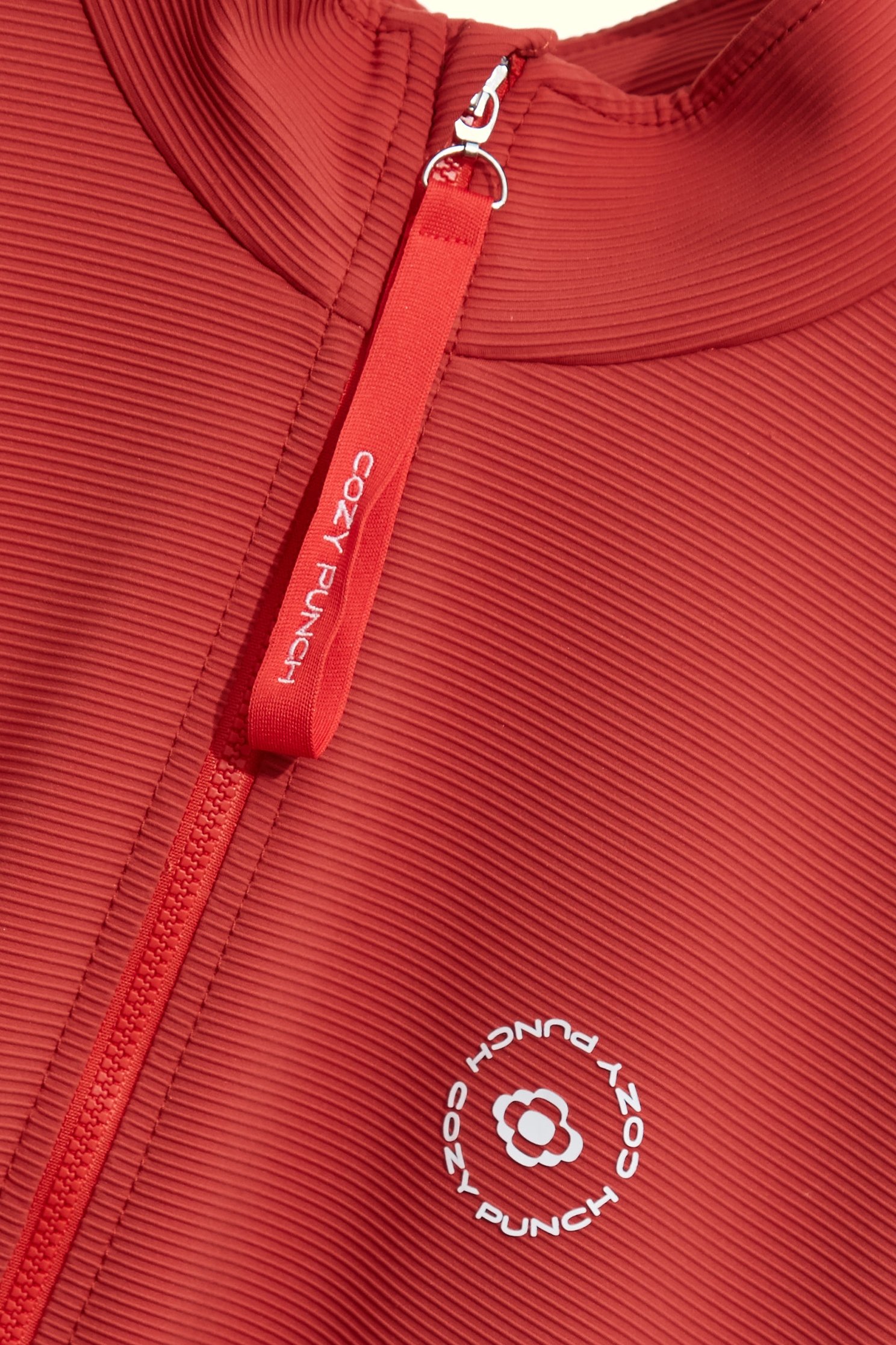 Front Zip Red JacketFront Zip Red Jacket,Outerwear,Stripe,Season (AW) Look