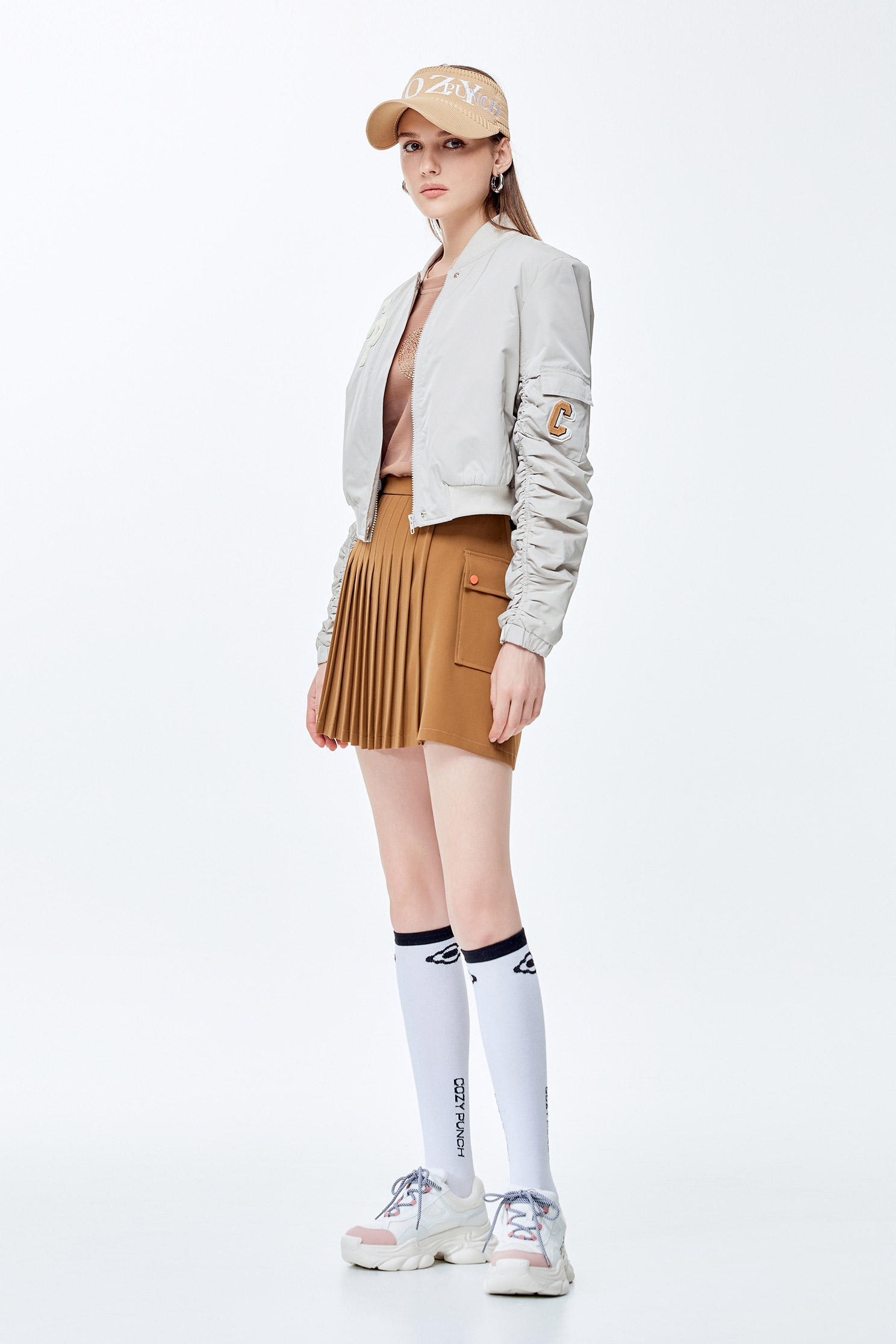 Nut shell brown golf skirtNut shell brown golf skirt,COZY PUNCH,Pleated skirts,Mini skirts,Season (AW) Look