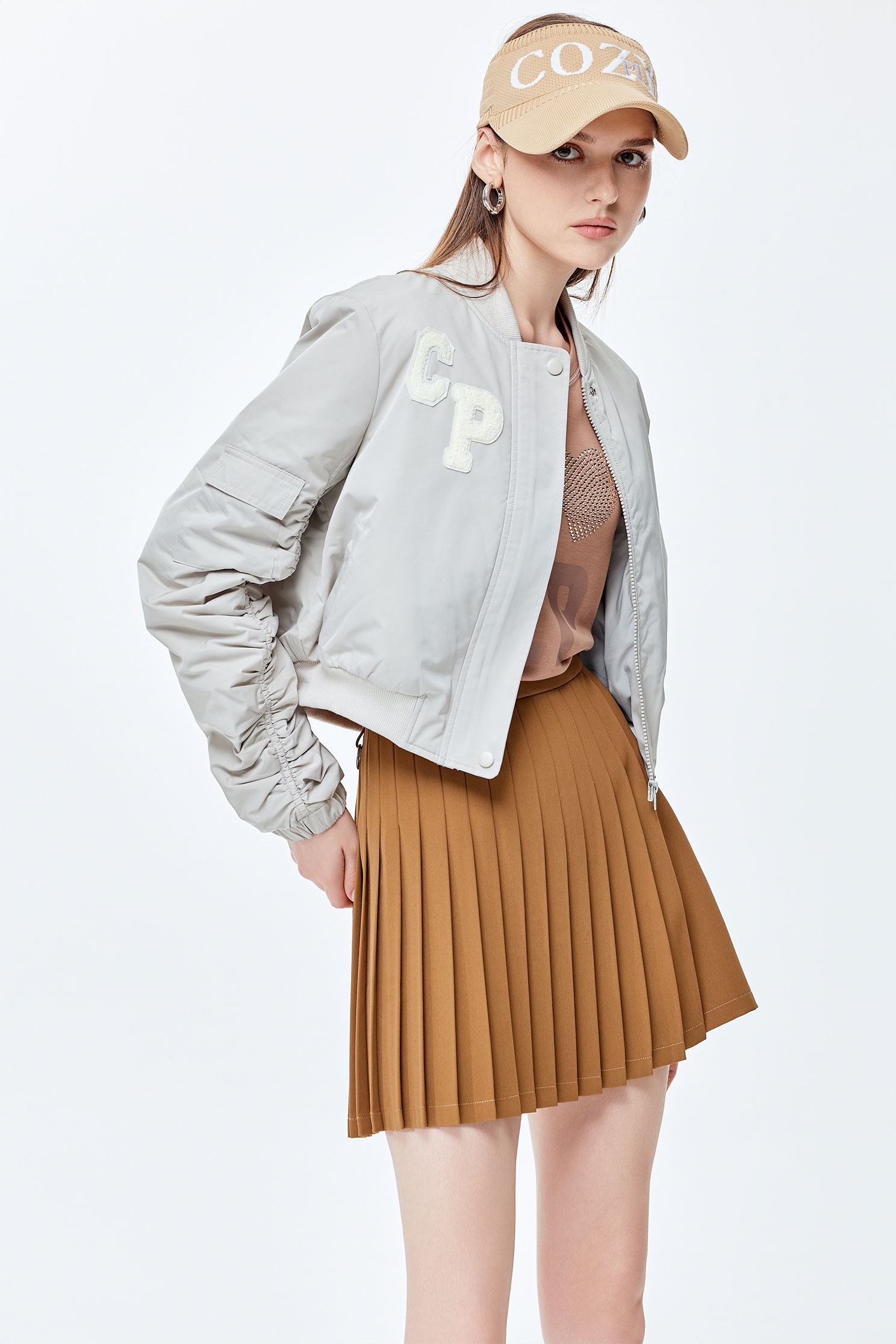 Nut shell brown golf skirtNut shell brown golf skirt,COZY PUNCH,Pleated skirts,Mini skirts,Season (AW) Look