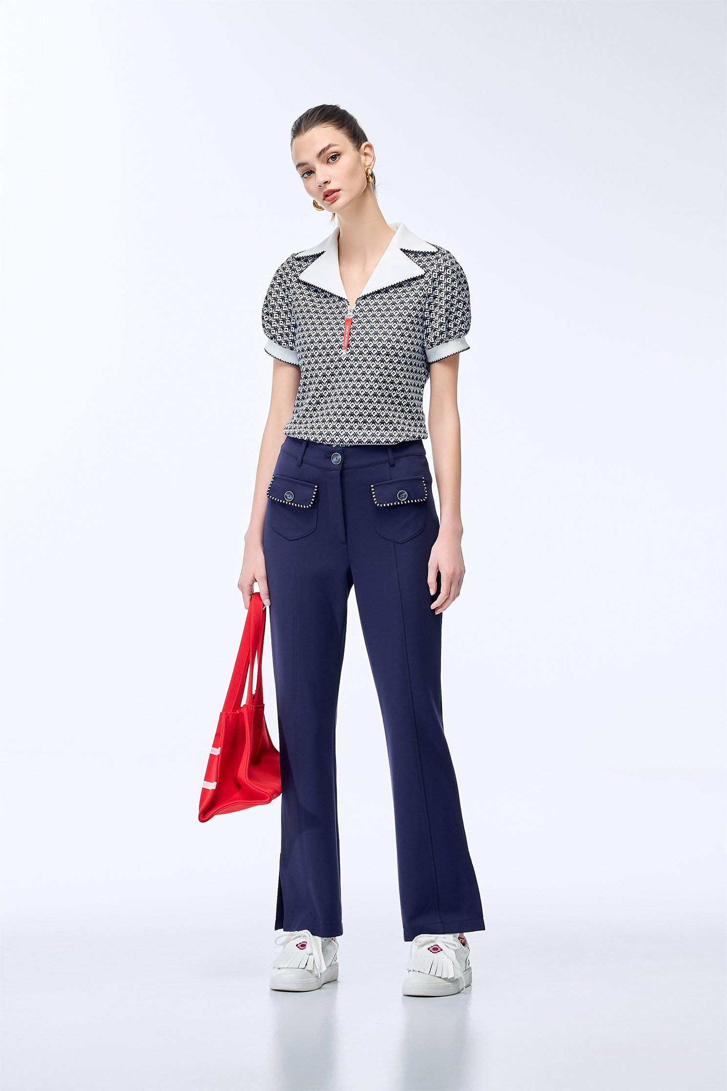 Straight Pants with Trimmed Pocket Edges,COZY PUNCH,Casual,Culottes,Season (SS) Look,Culottes