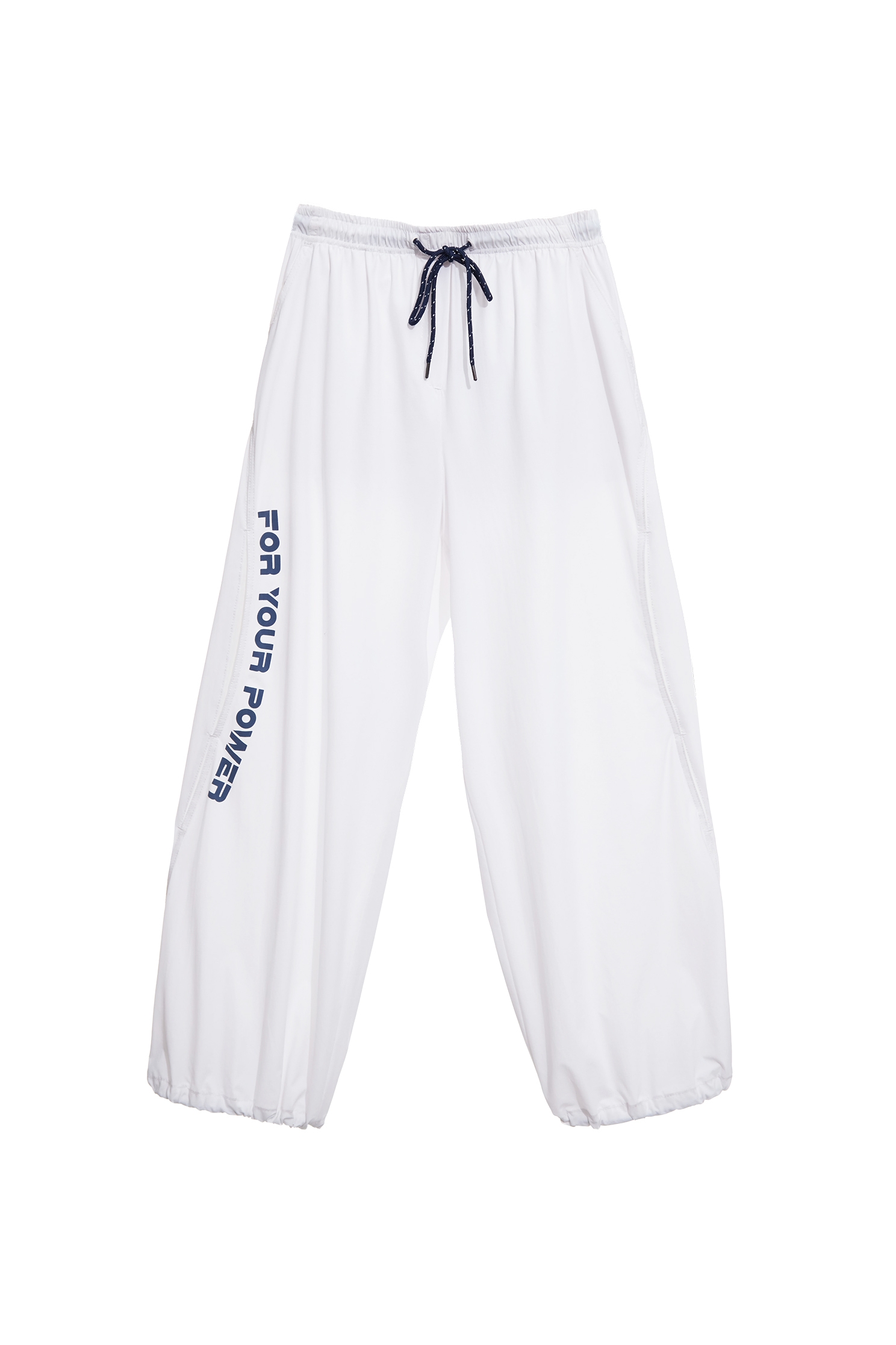 Printed Slogan Sun Protection Collagen Jogger PantsOptical White Collagen Pants,Cool Tech Activewear,CoolTechActivewear,COZY PUNCH,Season (SS) Look,White pants,Mesh fabric,pants