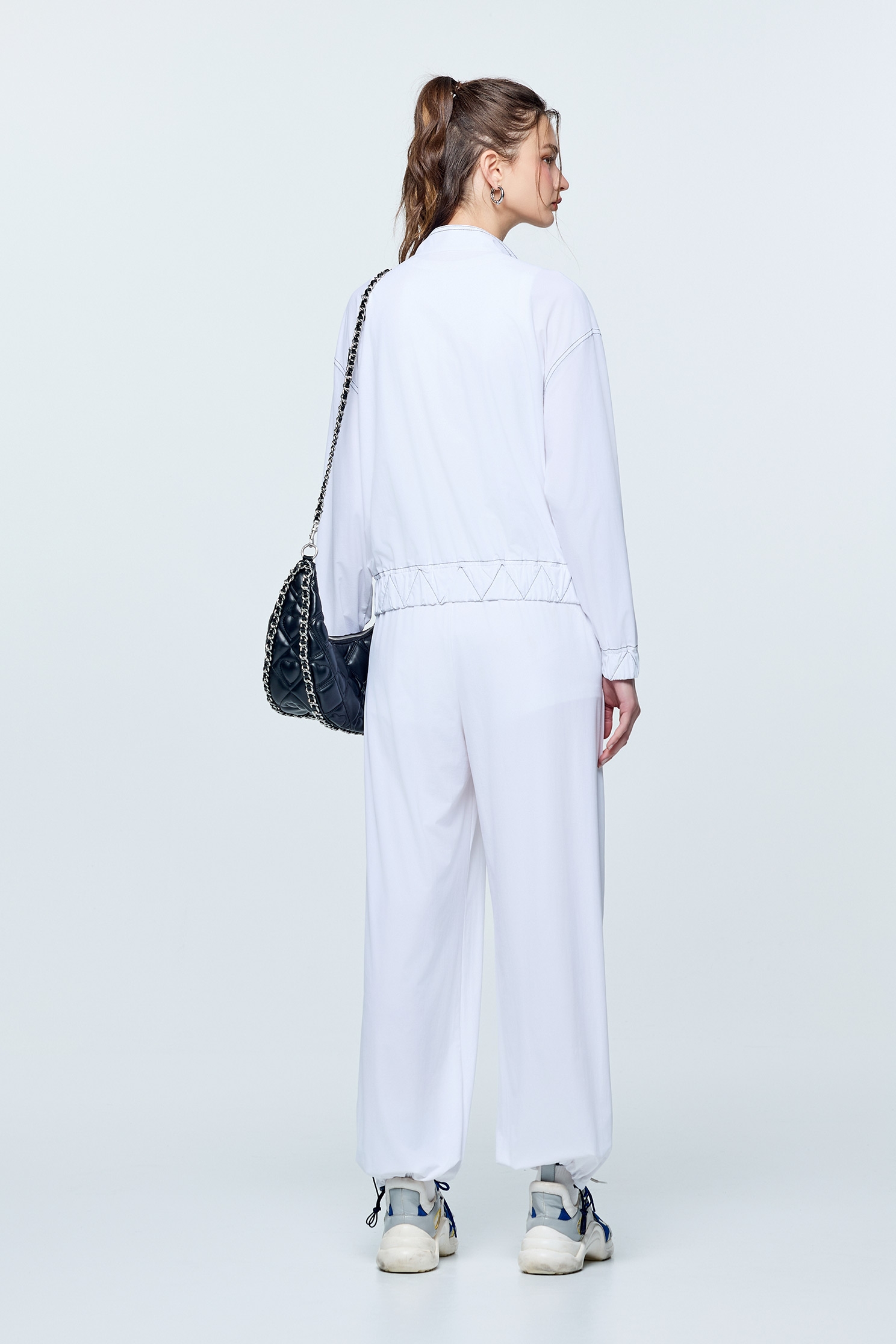 Printed Slogan Sun Protection Collagen Jogger PantsOptical White Collagen Pants,Cool Tech Activewear,CoolTechActivewear,COZY PUNCH,Season (SS) Look,White pants,Mesh fabric,pants