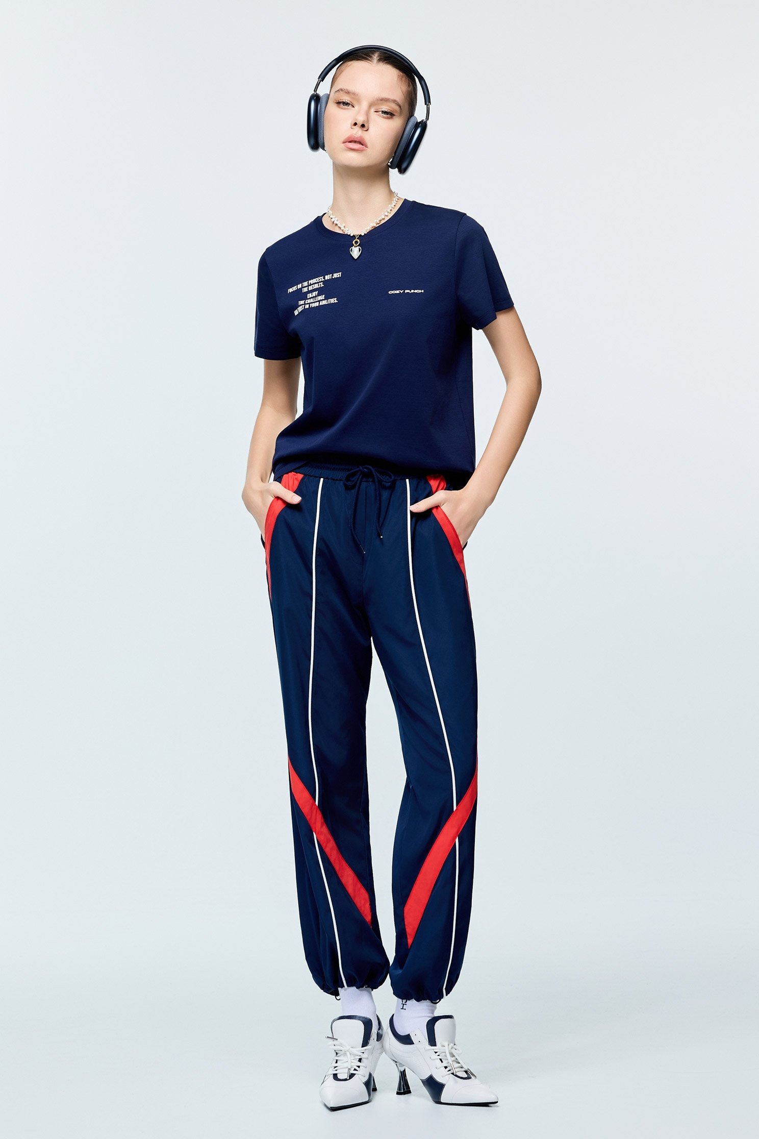 Contrast Red Stripe Casual PantsContrast Red Stripe Casual Pants,Season (AW) Look,Joggers,Pants