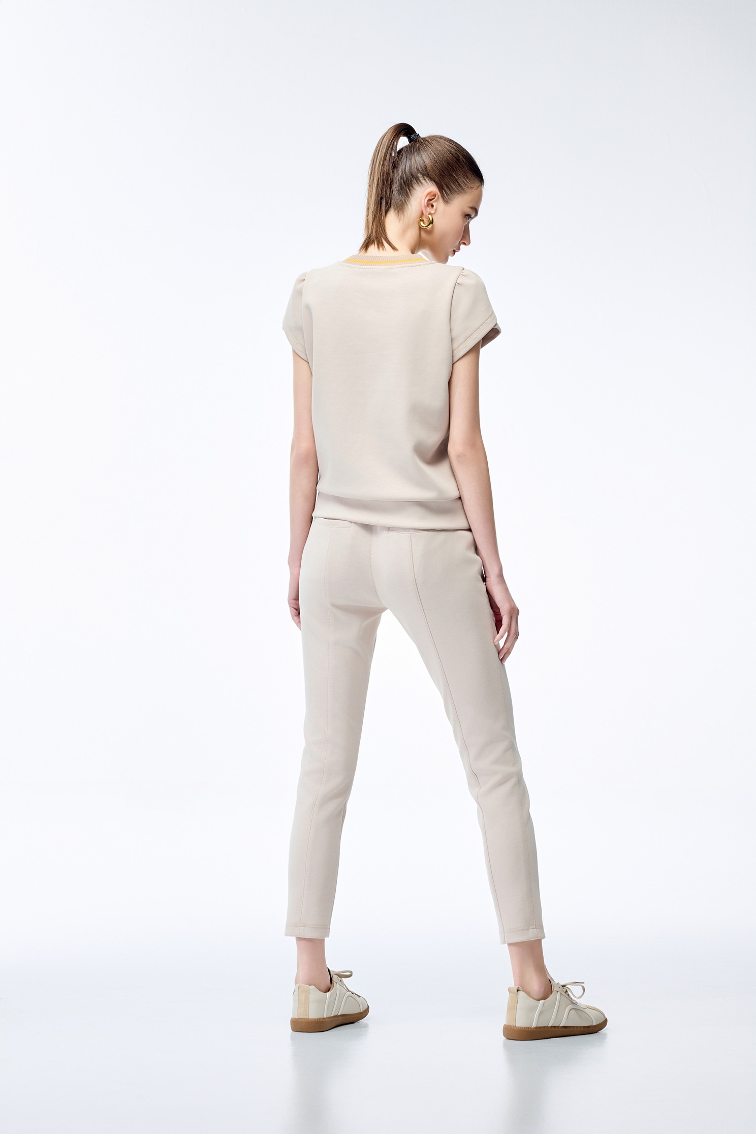 Light Wood Color Fitted TrousersLight Wood Color Fitted Trousers,COZY PUNCH,Season (SS) Look,Joggers,Pants