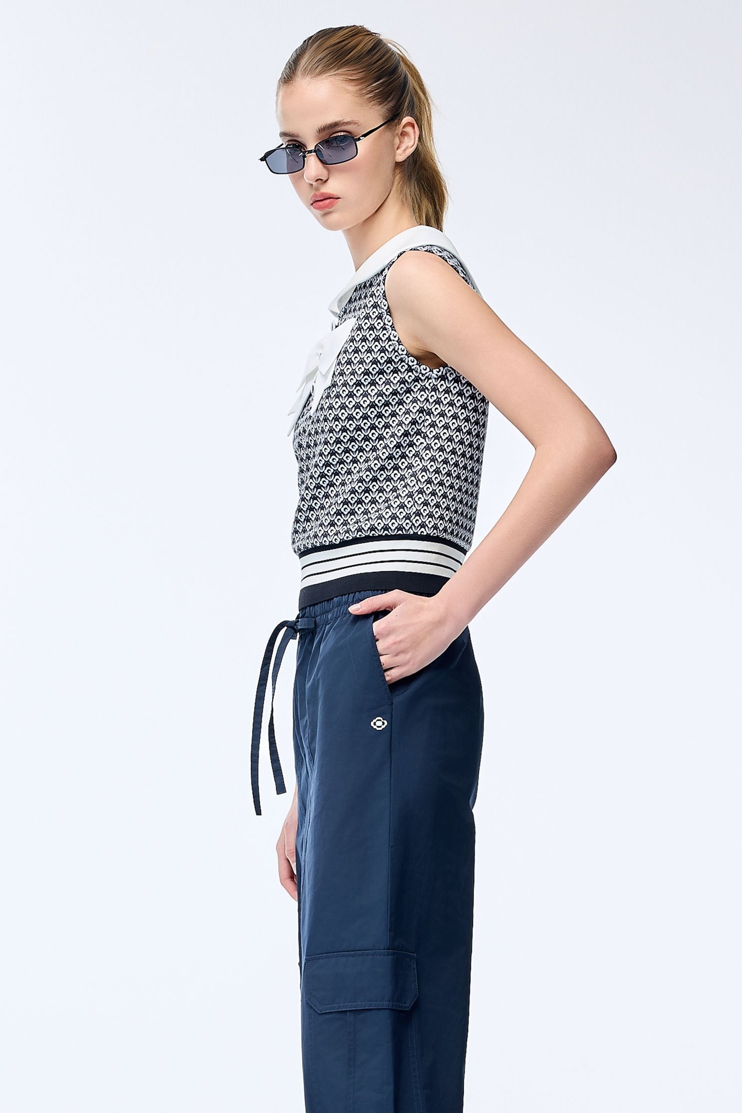 Branded Logo Printed Tank with Bow Detail,COZY PUNCH,sleeveless tops,Casual,Season (SS) Look