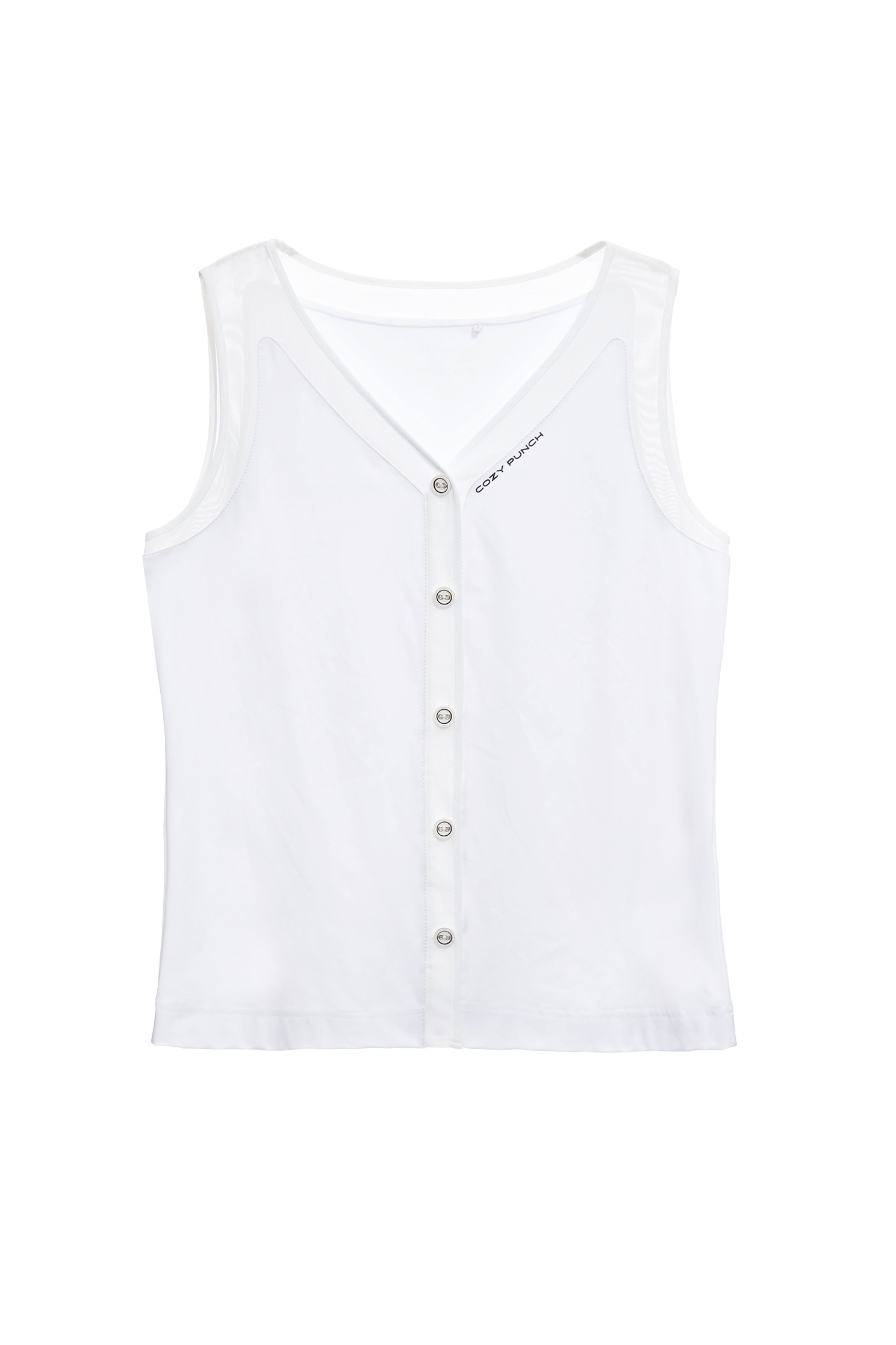Mesh Trim Detail Moisture Wicking Collagen Tank TopCollagen Cooling Stylish Tank Top,COZY PUNCH,sleeveless tops,Casual,Season (SS) Look,White tops,sleeveless tops