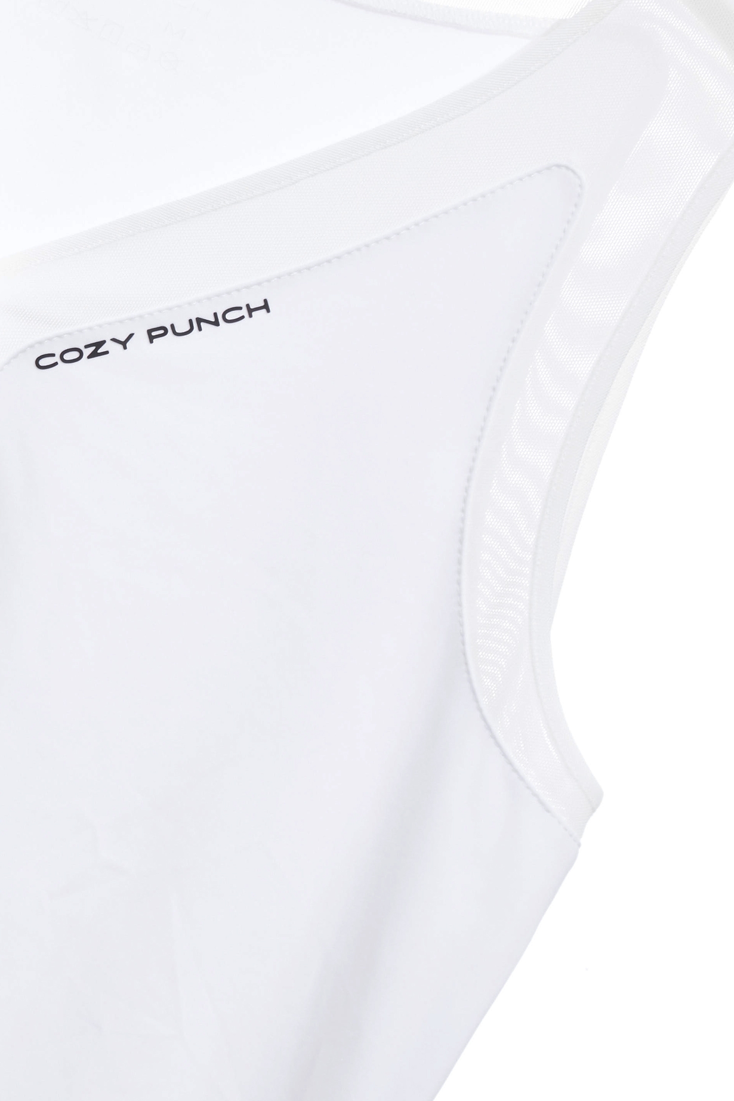 Mesh Trim Detail Moisture Wicking Collagen Tank TopCollagen Cooling Stylish Tank Top,COZY PUNCH,sleeveless tops,Casual,Season (SS) Look,White tops,sleeveless tops