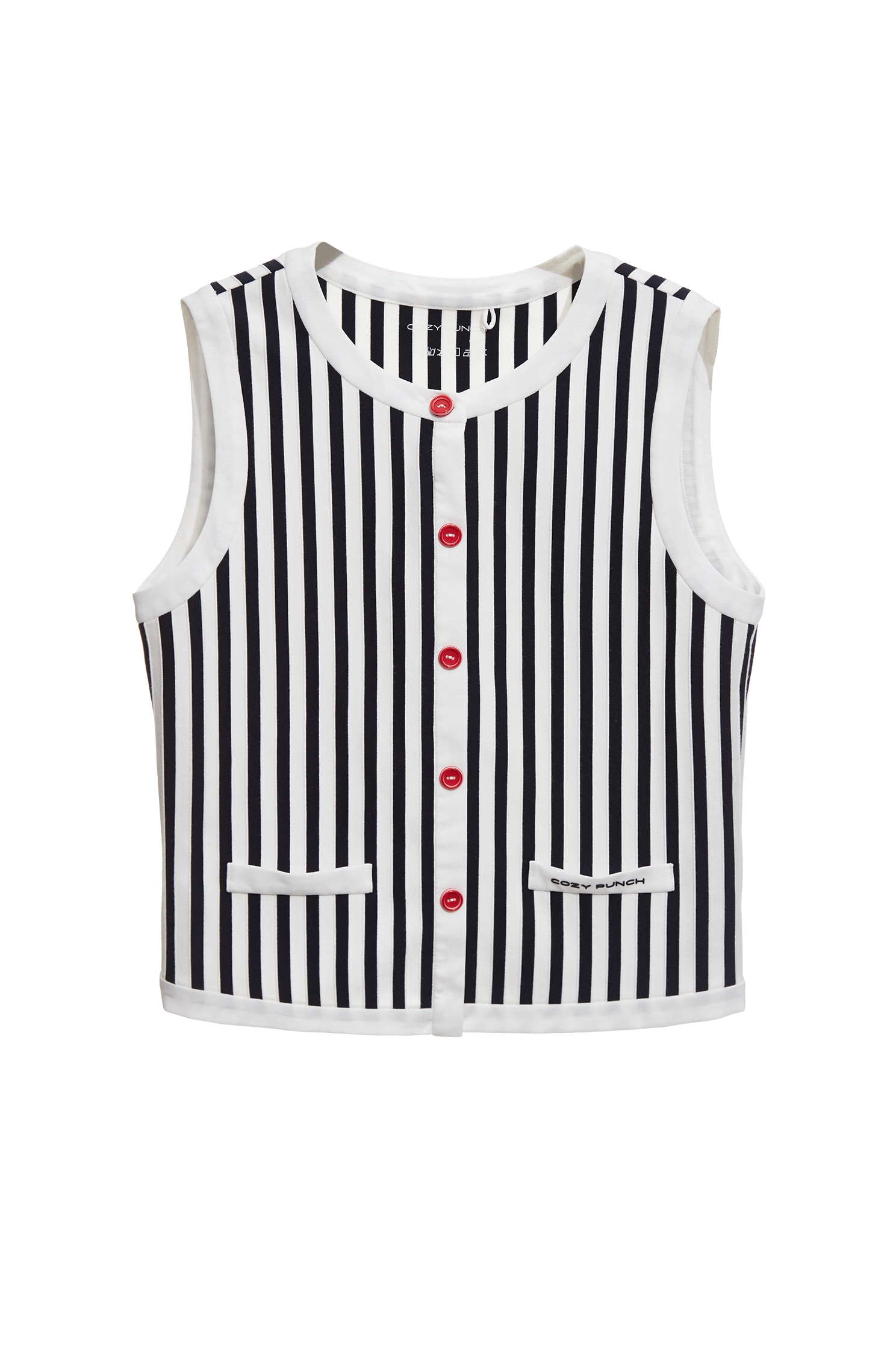 Navy Stripe Casual VestNavy Stripe Casual Vest,COZY PUNCH,sleeveless tops,Tops,sleeveless tops,Season (AW) Look,sleeveless tops