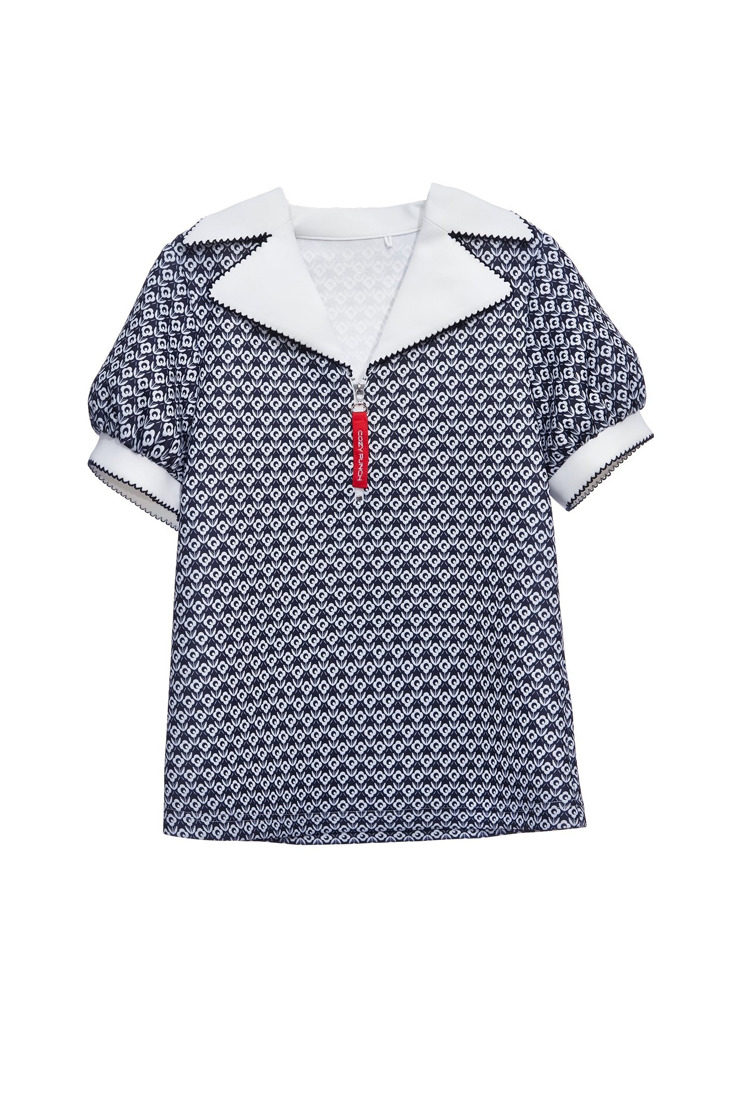Branded Logo Printed Top with Embroidered Edges,COZY PUNCH,Tops,Casual,Season (SS) Look