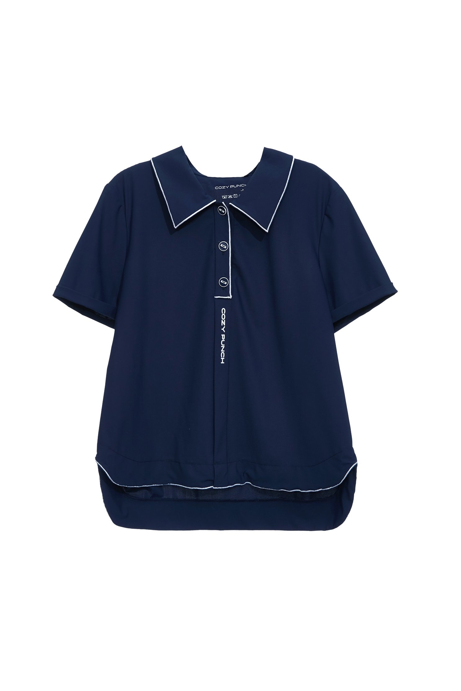 Ocean Cave Color Top with Embroidered Trim,COZY PUNCH,Tops,Casual,Season (SS) Look